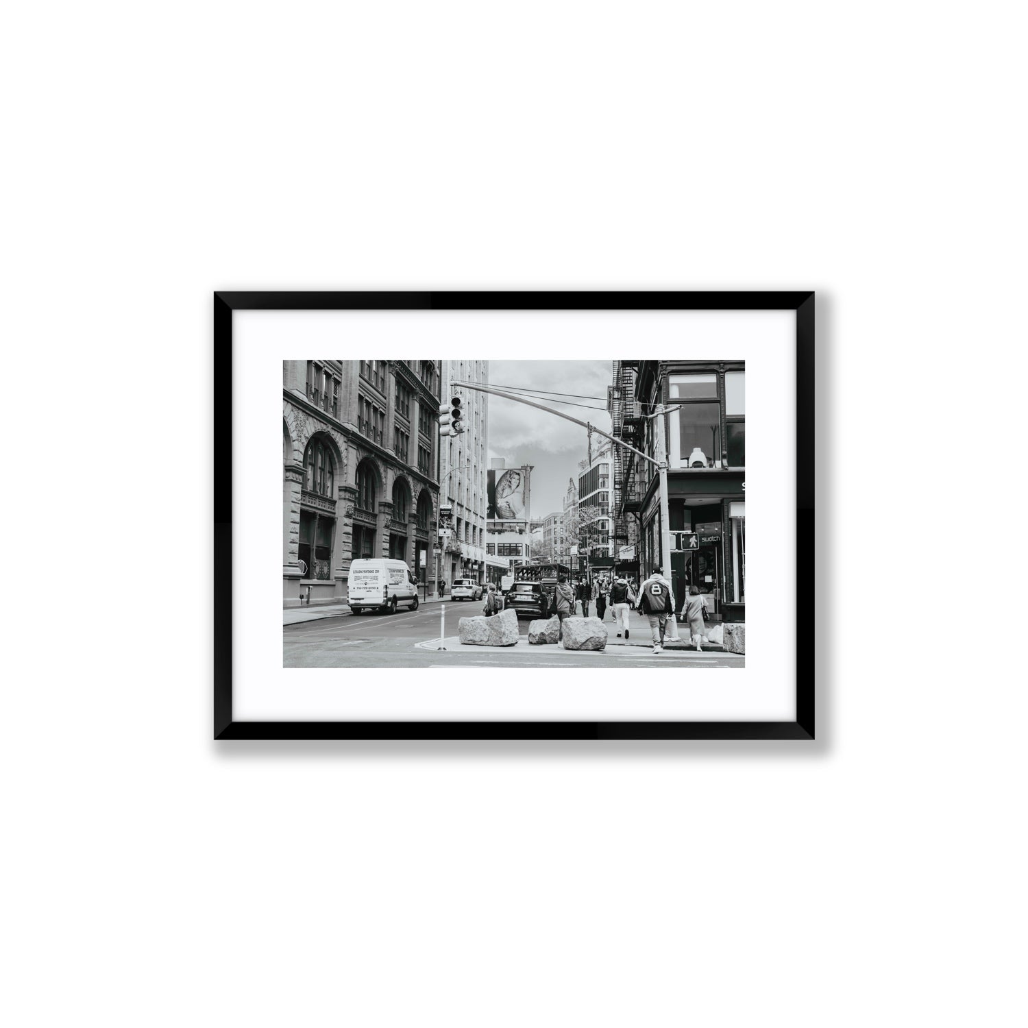 Inkwell Metropolis New York NYC Black & White wall art Medium fine art print in black frame with matboard