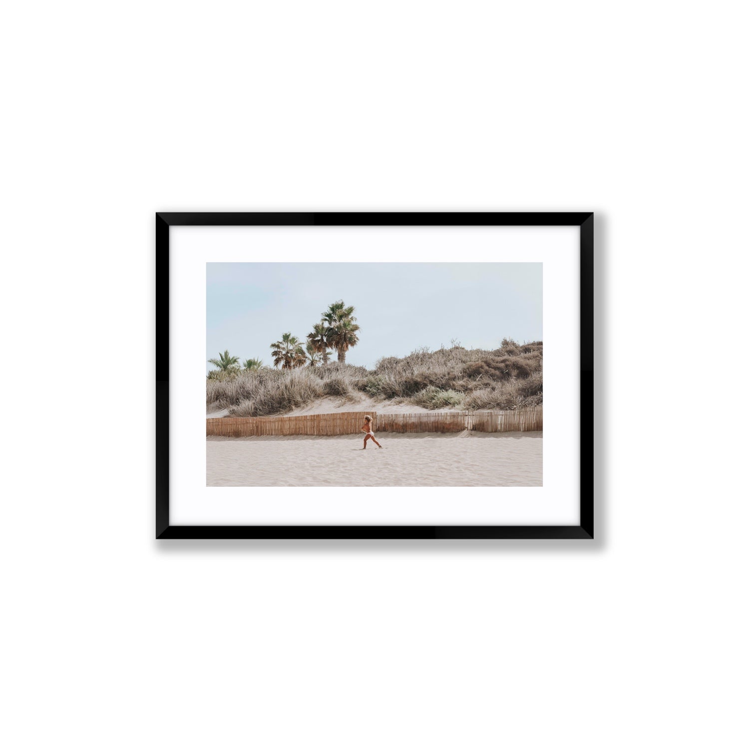 Ragazza Da Spiaggia Puglia beach Italian fine art print Medium fine art print in black frame with matboard