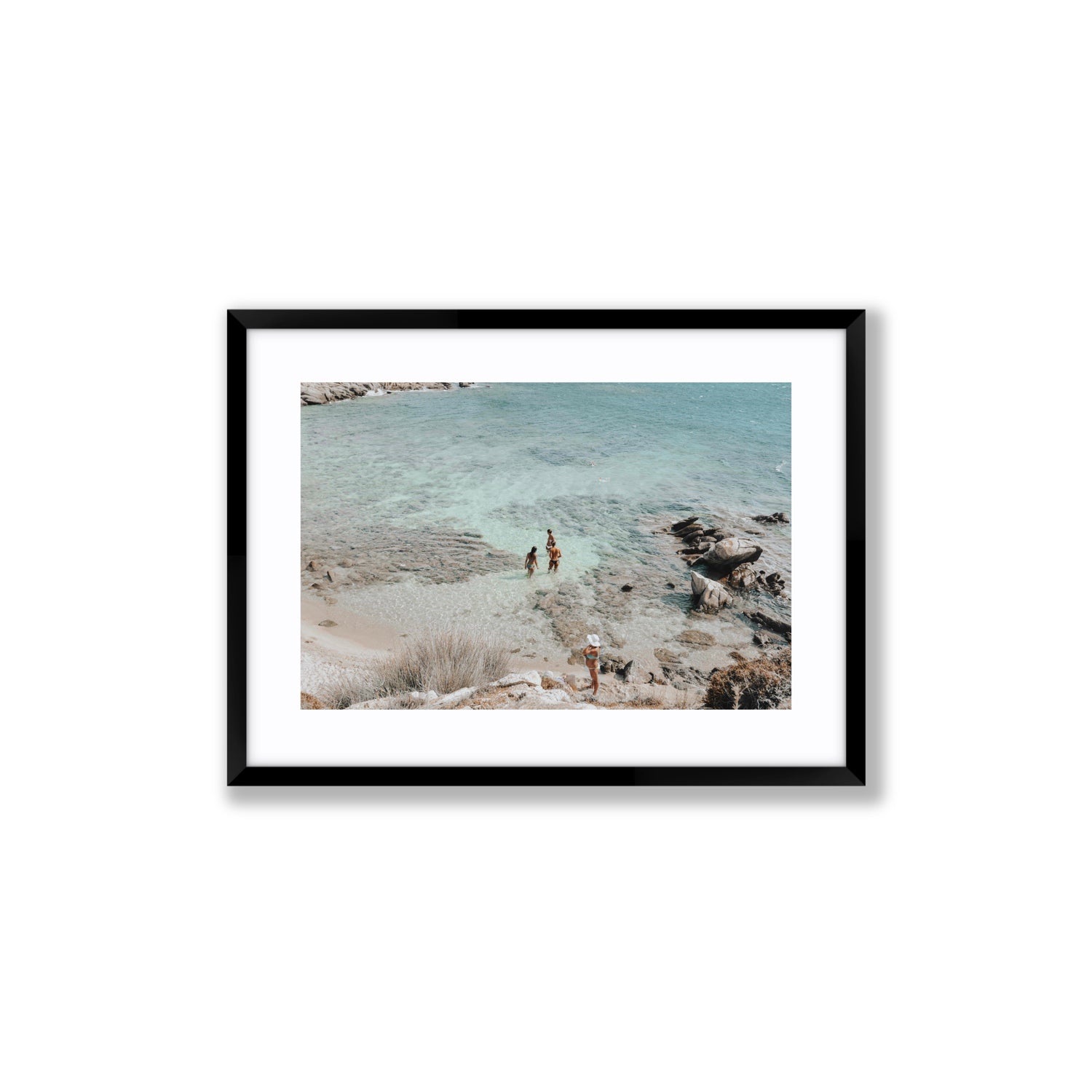 Easy On The Eyes Mykonos Greek island wall art Medium fine art print in black frame with matboard