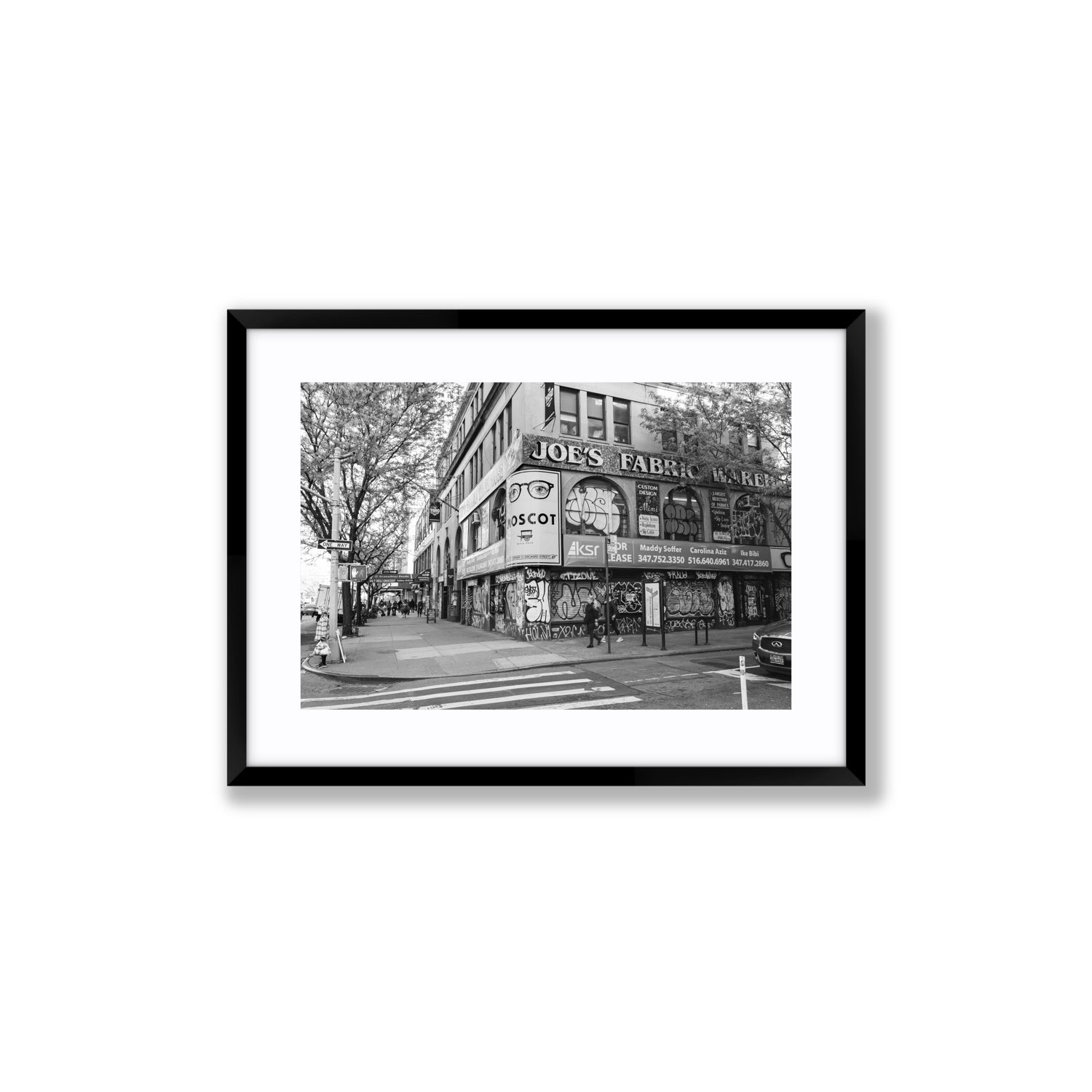 Wall Poetry New York NYC Black & White wall art Medium fine art print in black frame with matboard