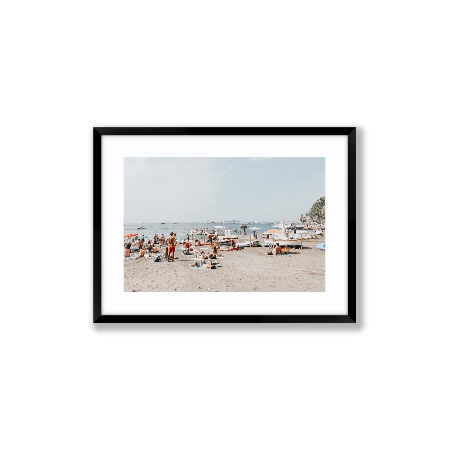 Beachy Vibes fine art print, Positano, Italy, Medium, Black Frame · Matboard, Fine Art Print