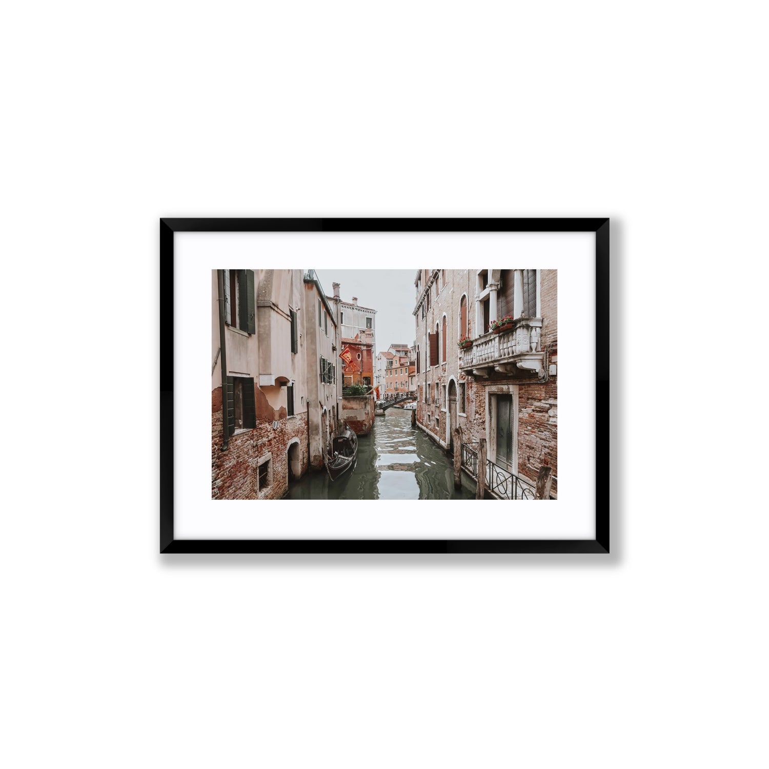 Venetian Gothic Venice Canal Italian wall art Medium fine art print in black frame with matboard