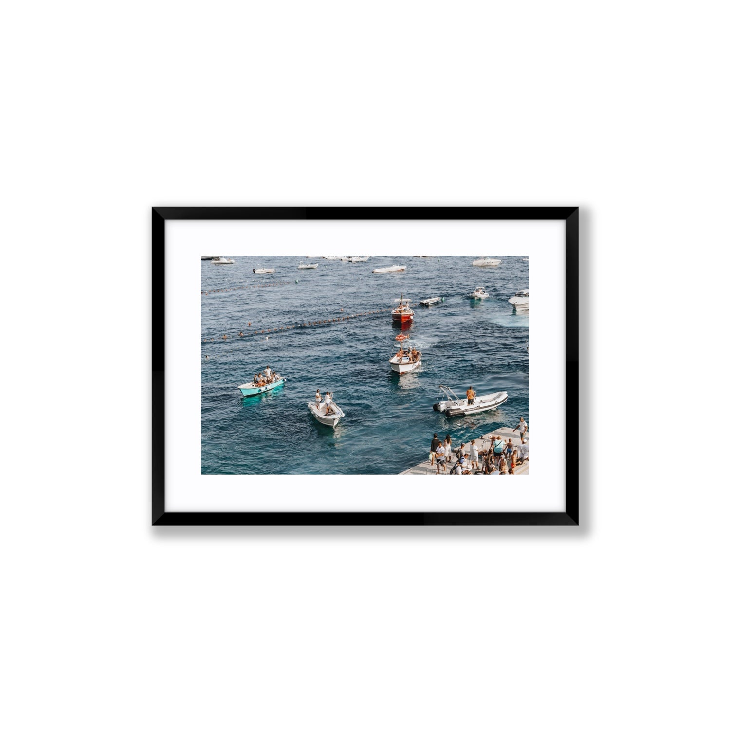 Nautical Parade Positano wall art Medium fine art print in black frame with matboard