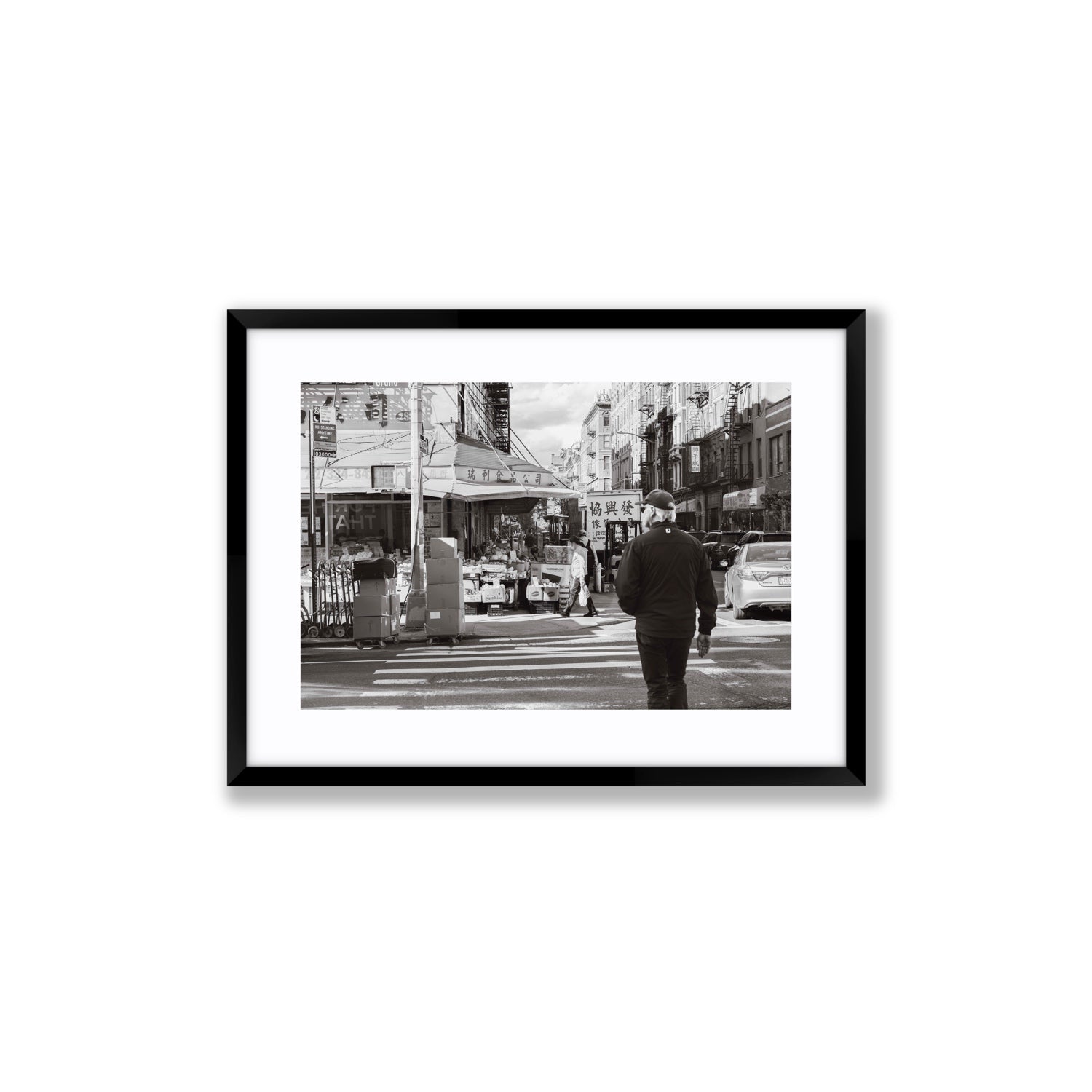 Chinatown New York NYC Street wall art Medium fine art print in black frame with matboard