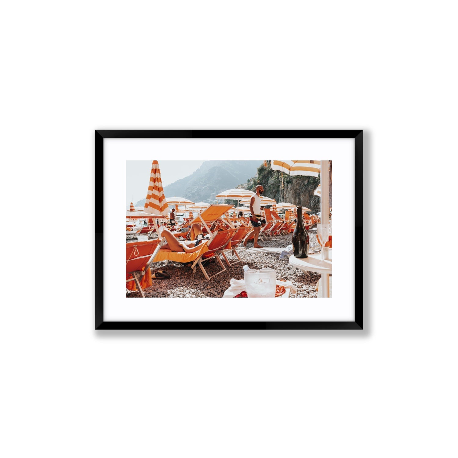 Zesty Shade Positano wall art Medium fine art print in black frame with matboard