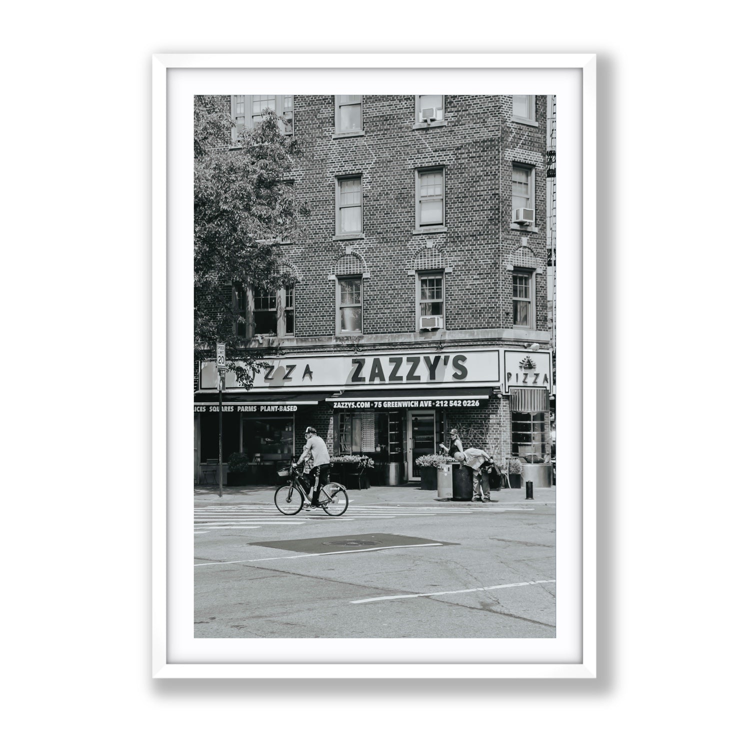 Zazzy's New York NYC Black & White wall art Gallery fine art print in white frame with matboard