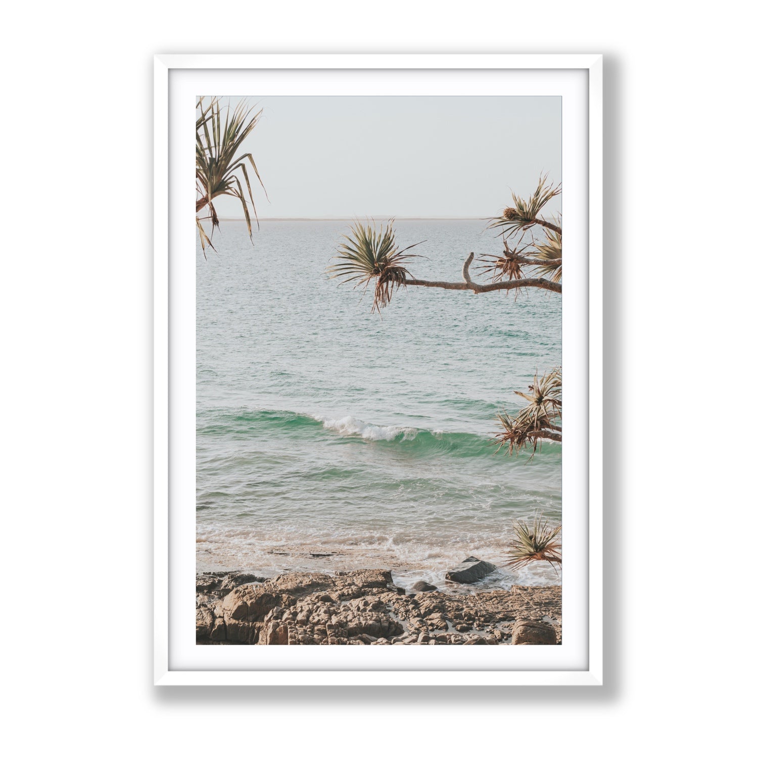 Good Vibrations fine art print, Noosa, Australia, coastal scenes artwork, Gallery, White Frame · Matboard, Fine Art Print
