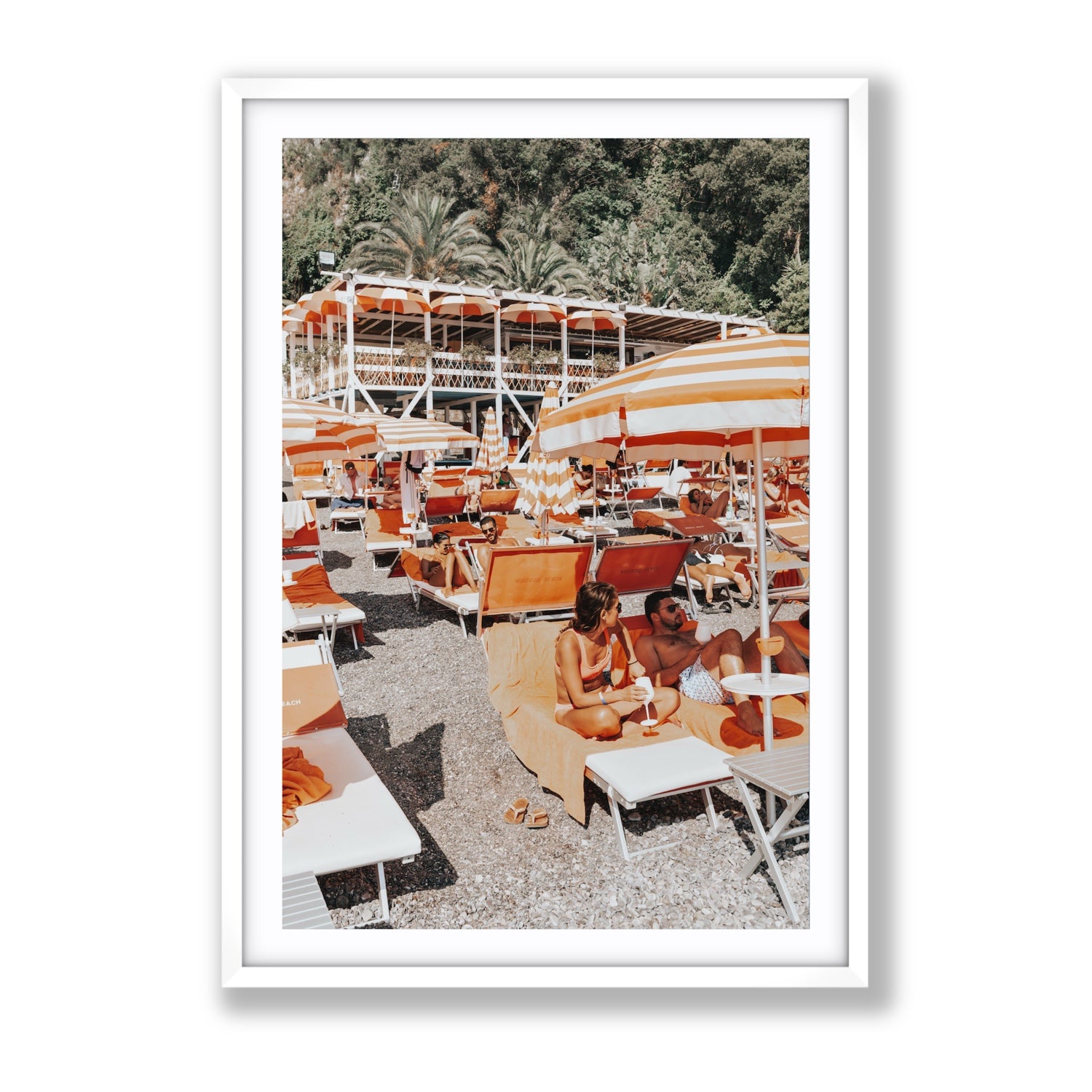 Lounging In Lido fine art print, Positano, Italy, Gallery, White Frame · Matboard, Fine Art Print
