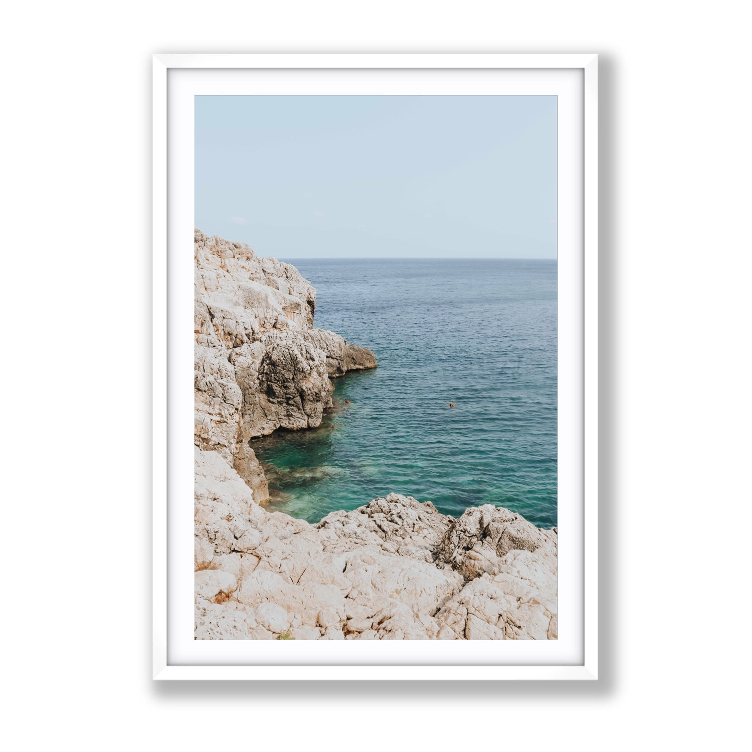 Healing Immersion Puglia Wall Mediterranean fine art print Gallery fine art print in white frame with matboard