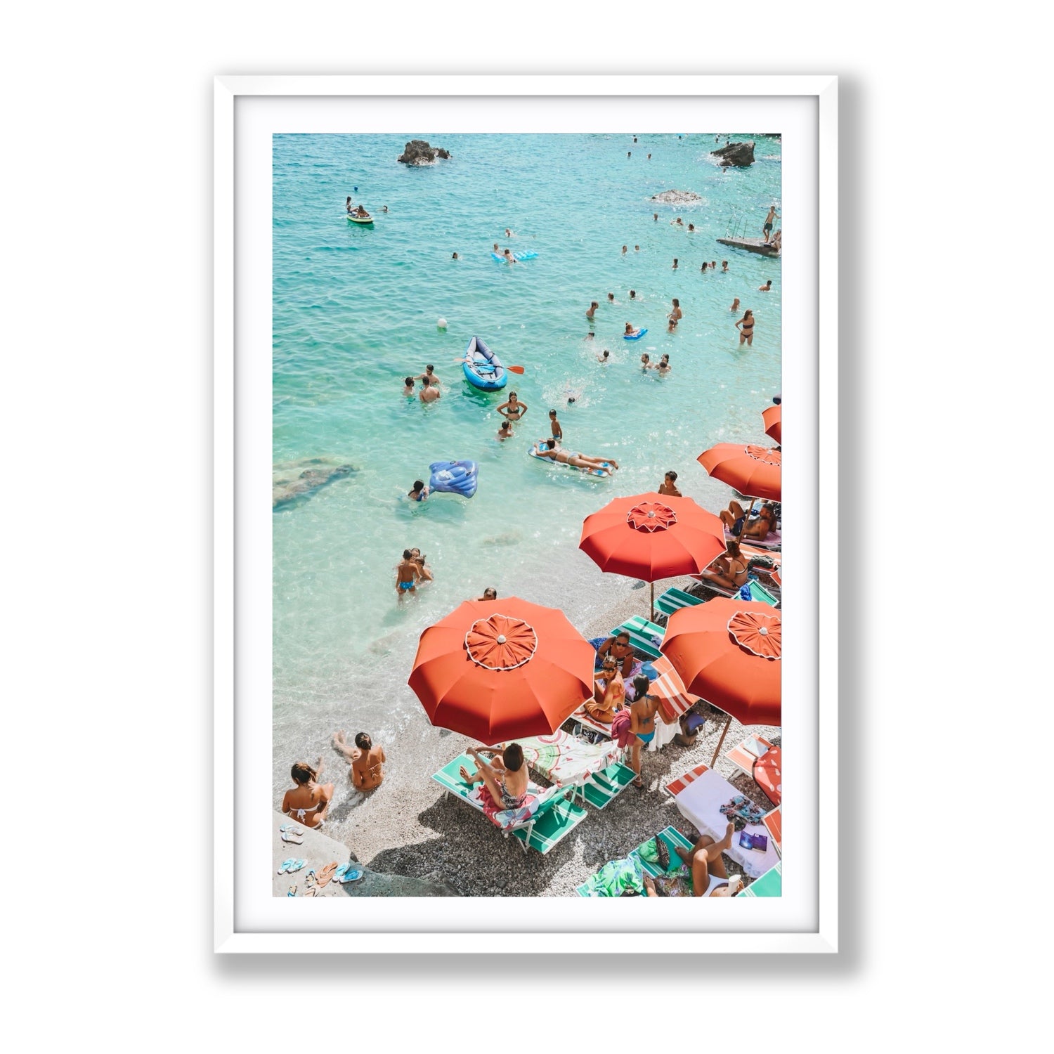 Easy Street Capri Italian beach wall art Gallery fine art print in white frame with matboard