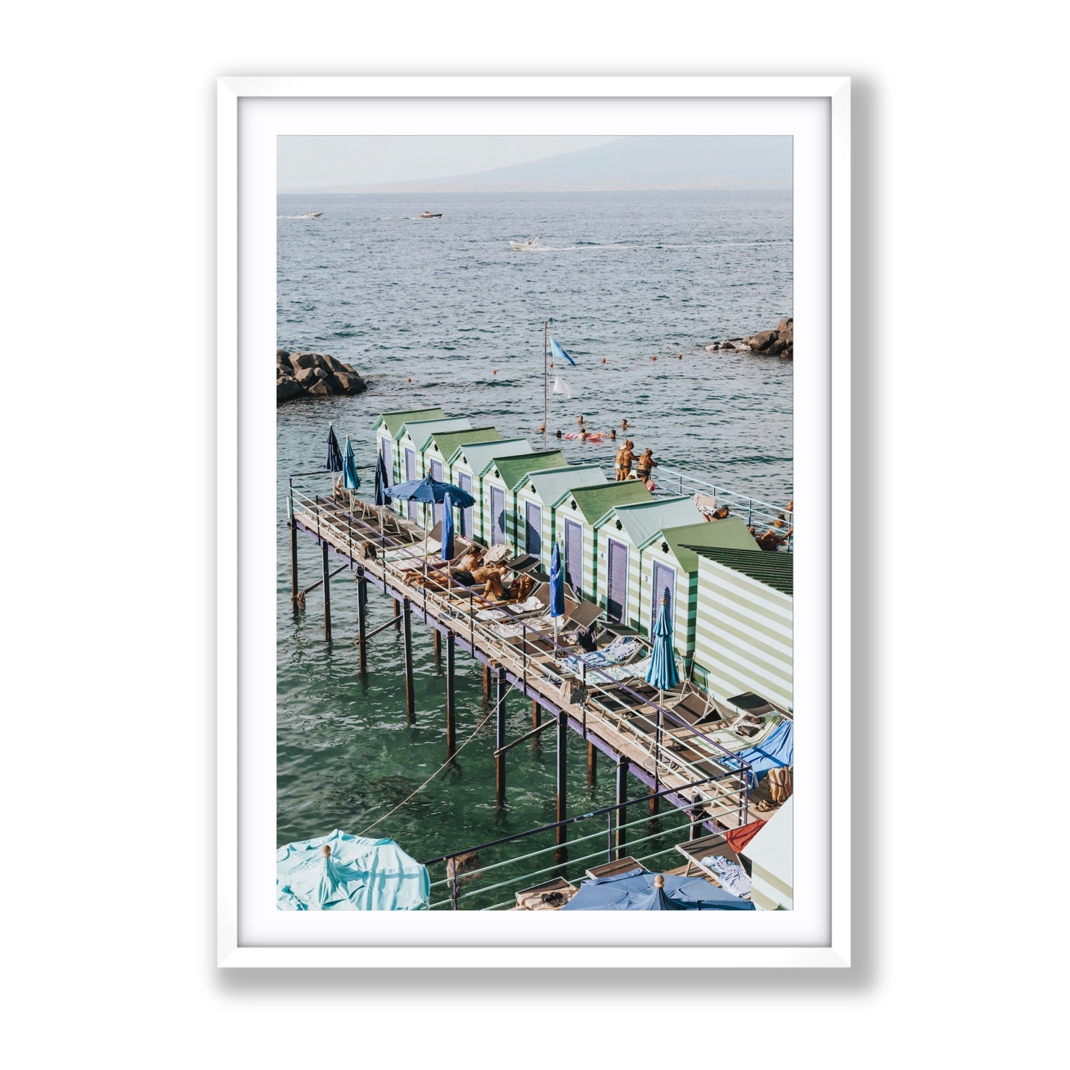 Cabine da Spiaggia fine art print, Sorrento, Italy, Gallery, White Frame · Matboard, Fine Art Print