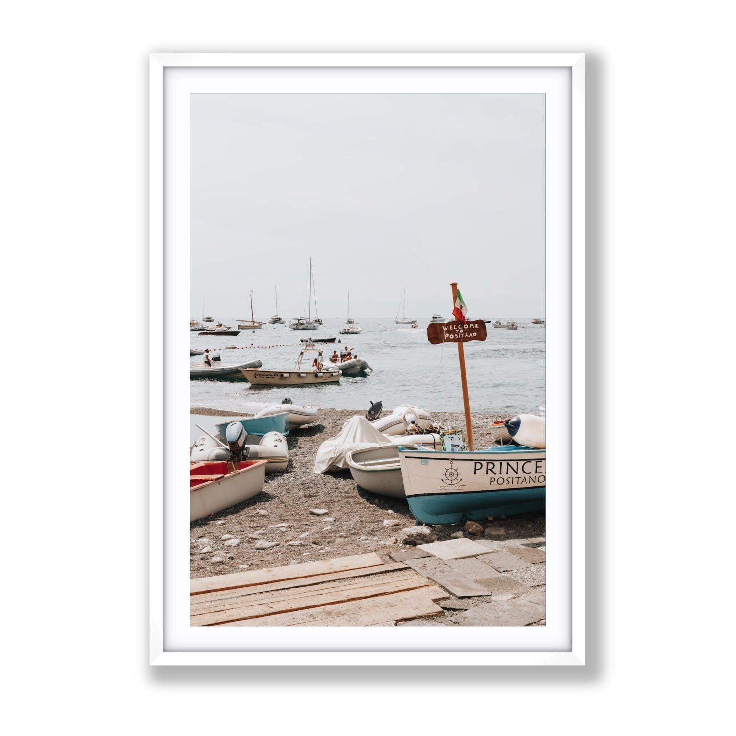 Coming Home fine art print, Positano, Italy, Gallery, White Frame · Matboard, Fine Art Print