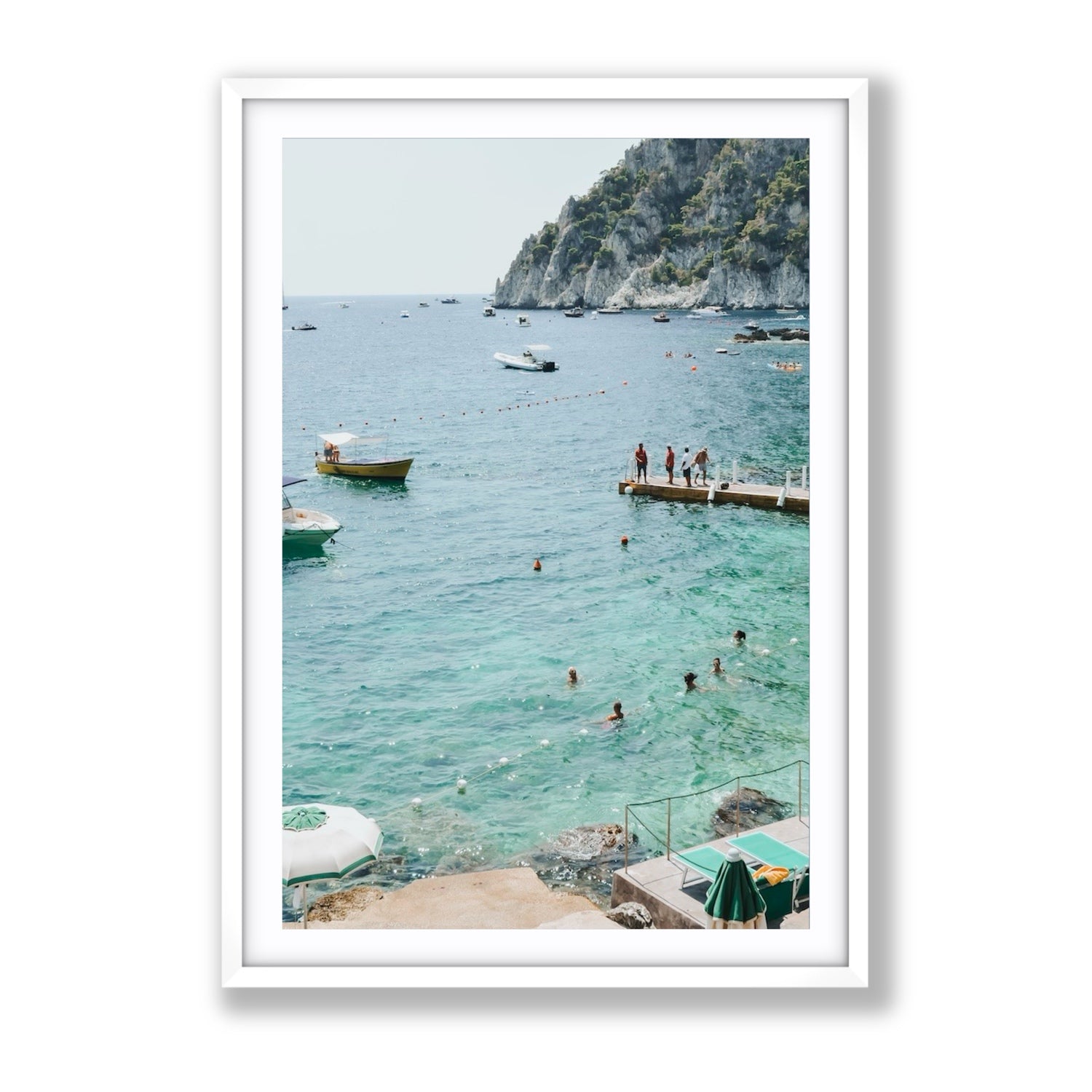 Delizia Pomeridiana Capri coastal wall art Gallery fine art print in white frame with matboard