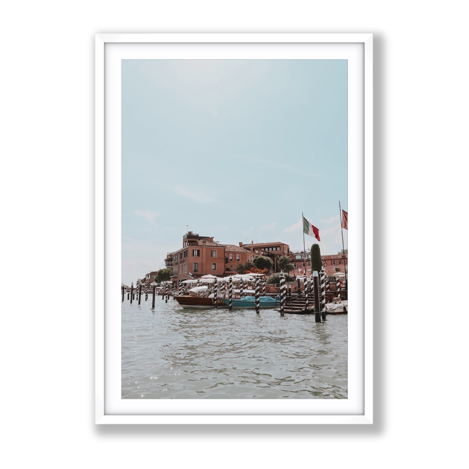 Giudecca Island Venice wall art Gallery fine art print in white frame with matboard