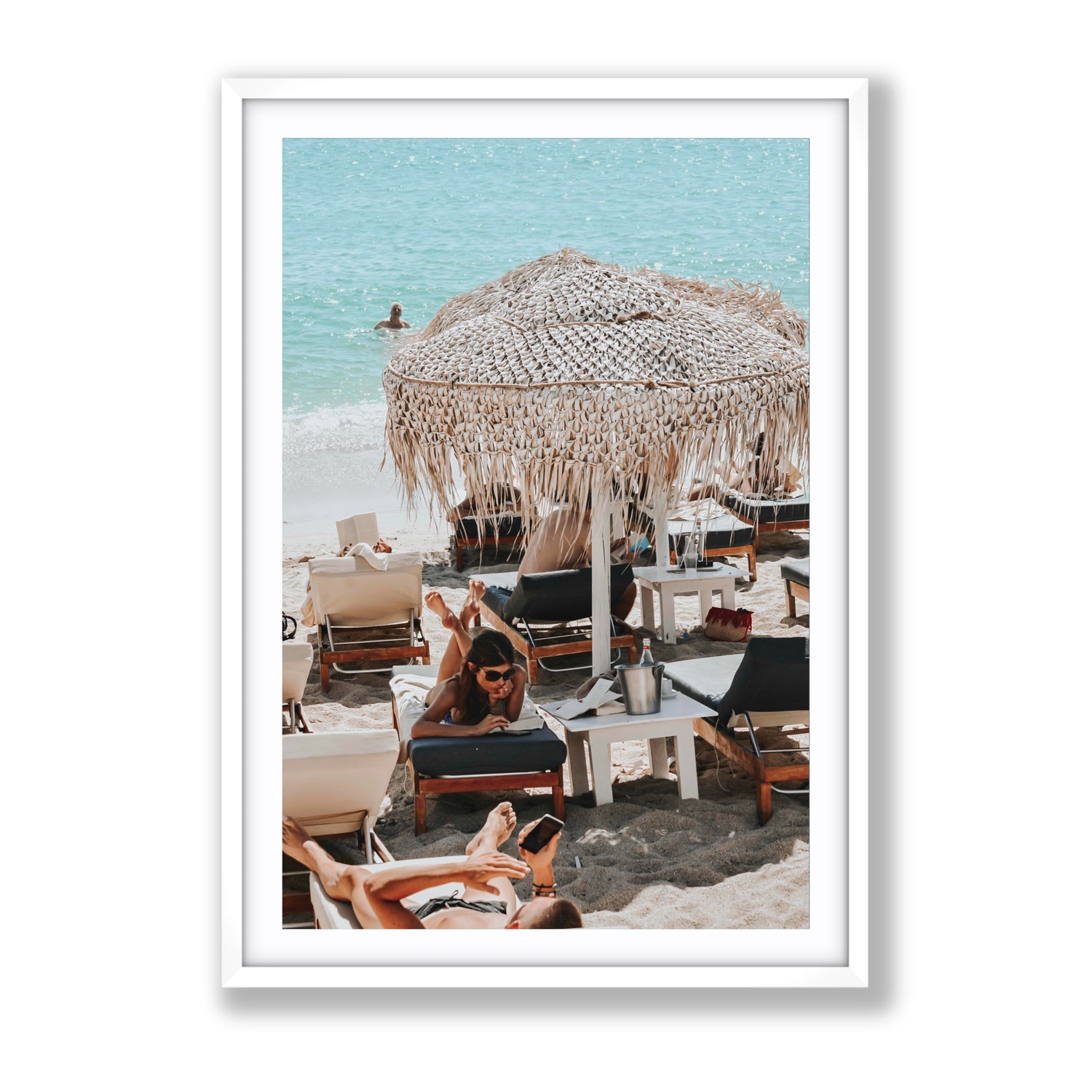 In The Zone Mykonos Greek island wall art Gallery fine art print in white frame with matboard