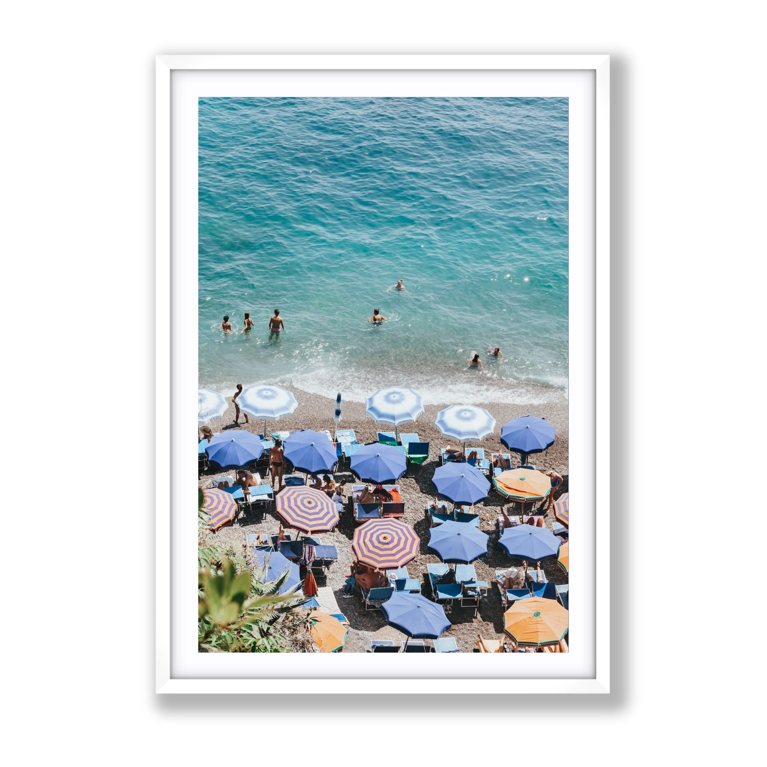 Paradise Beach fine art print, Positano, Italy, Gallery, White Frame · Matboard, Fine Art Print