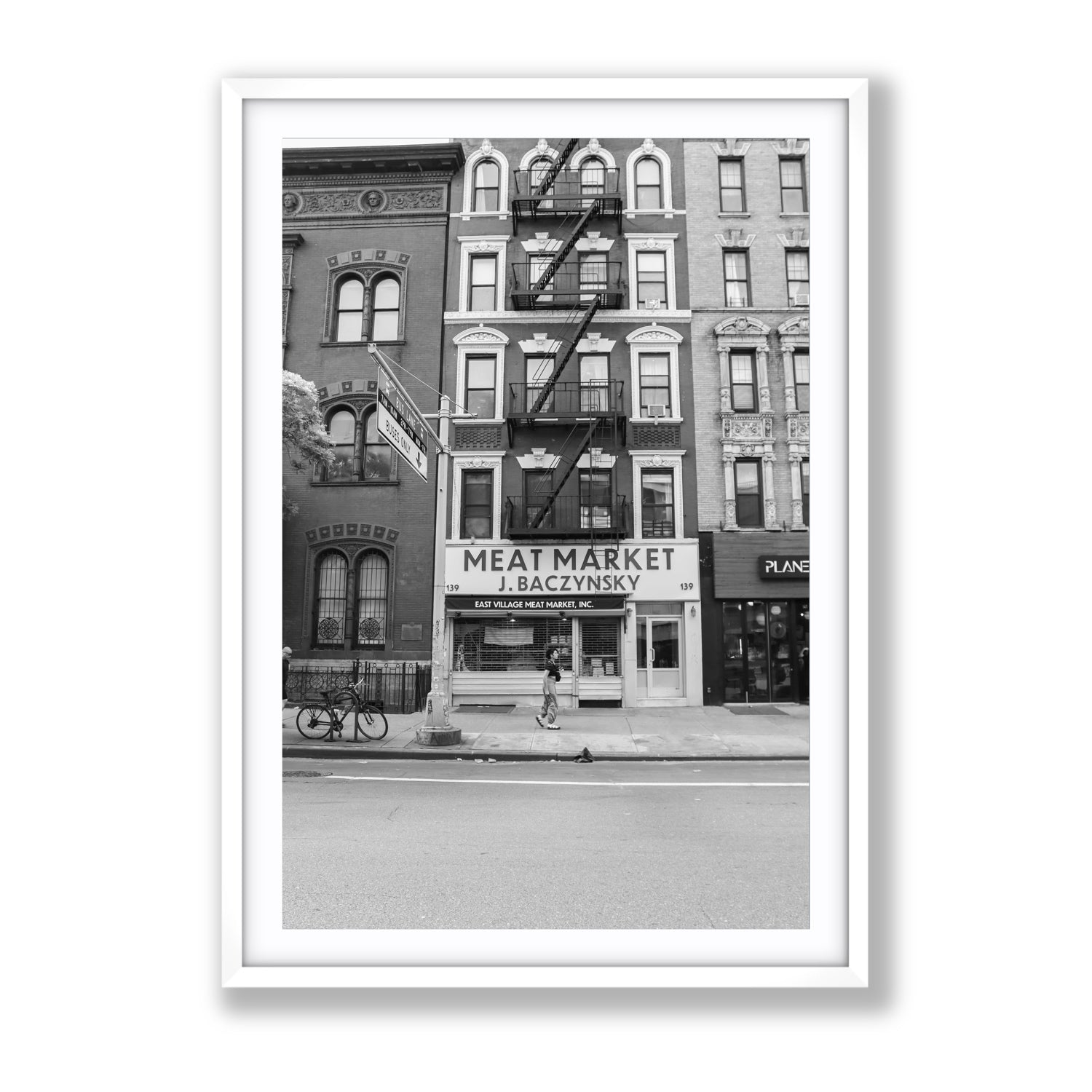 Vertical Village New York NYC Black & White wall art Gallery fine art print in white frame with matboard