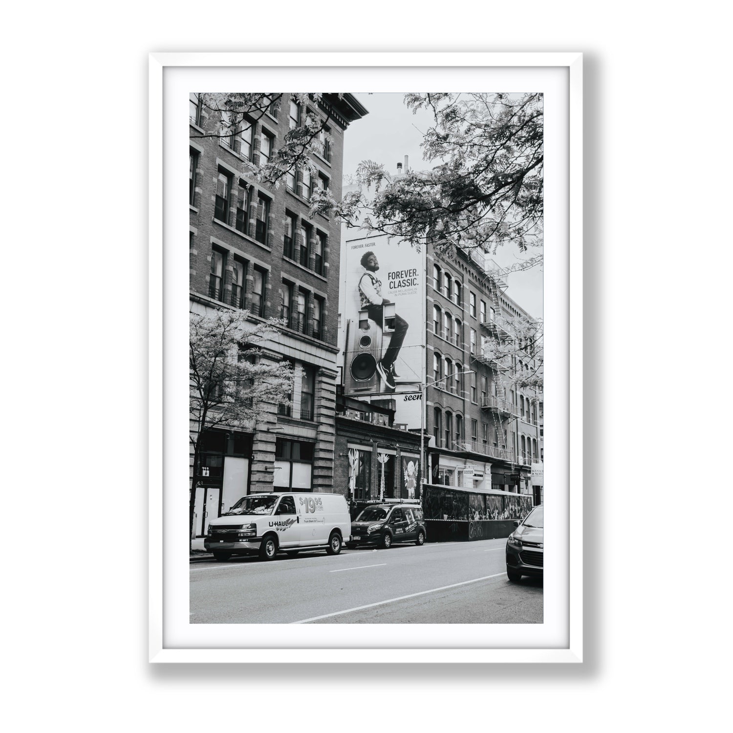 Forever Classic New York NYC Black & White wall art Gallery fine art print in white frame with matboard