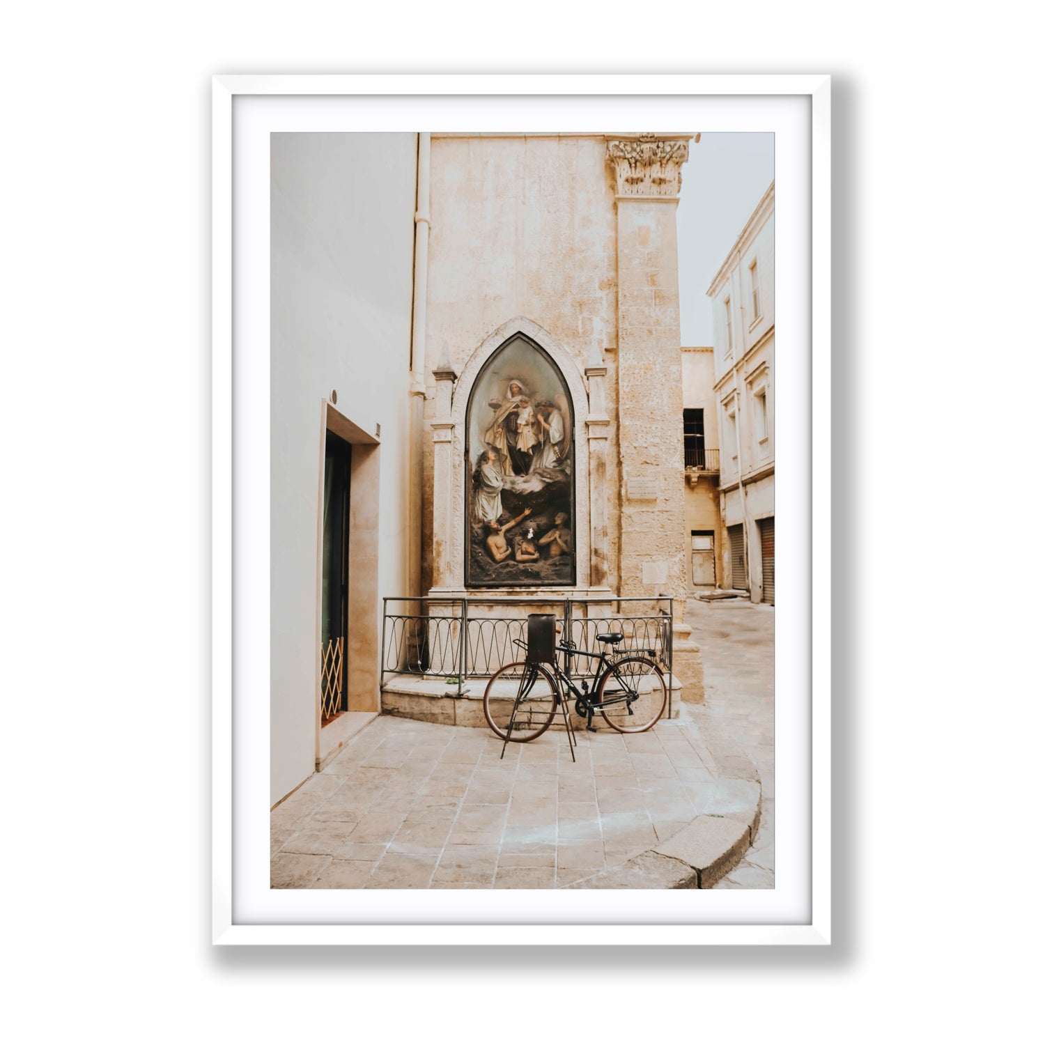 La Chiesa Puglia Otranto Italian wall art Gallery fine art print in white frame with matboard