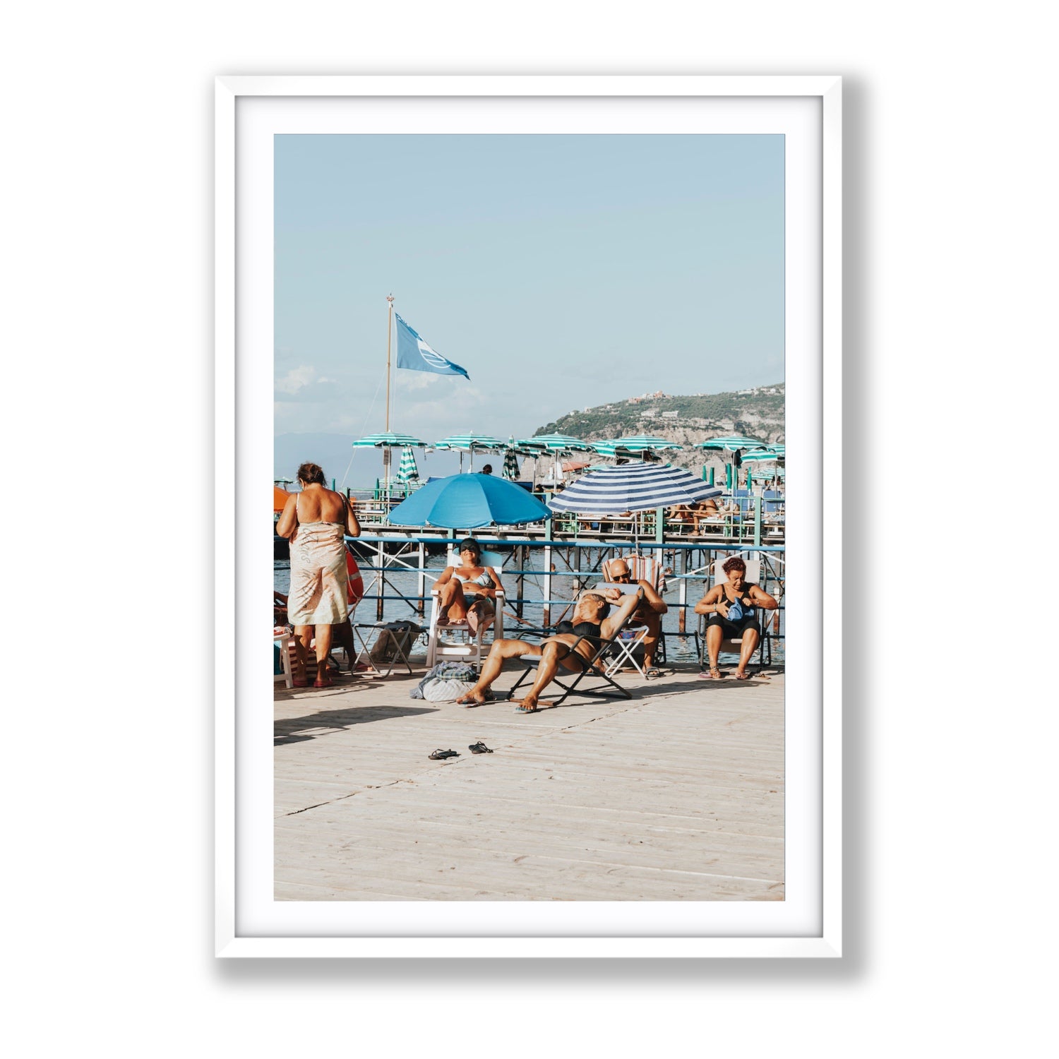 The Golden Years Sorrento Italian wall art Gallery fine art print in white frame with matboard