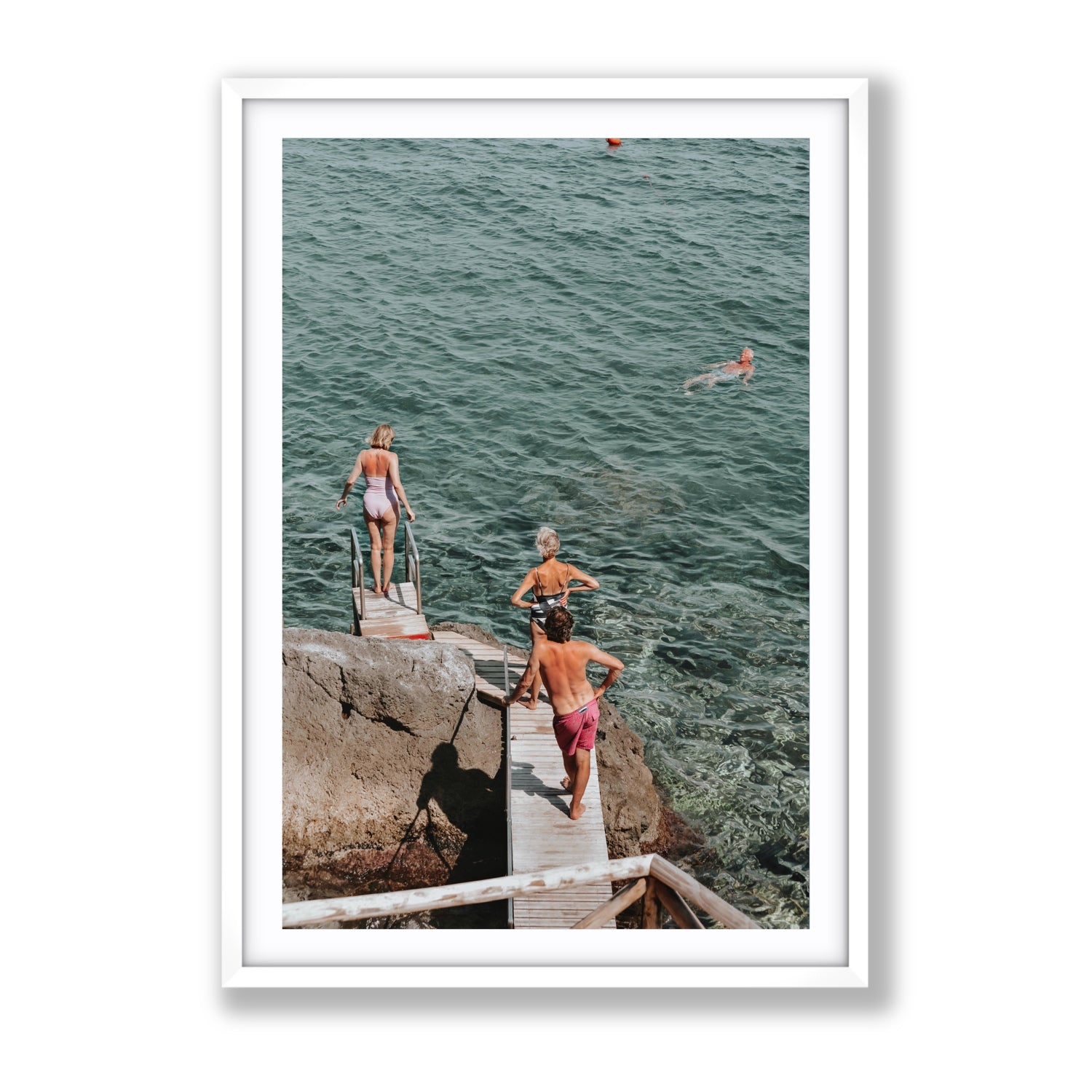 Freewheeling Spirit Tuscany coastal Italian wall art Gallery fine art print in white frame with matboard