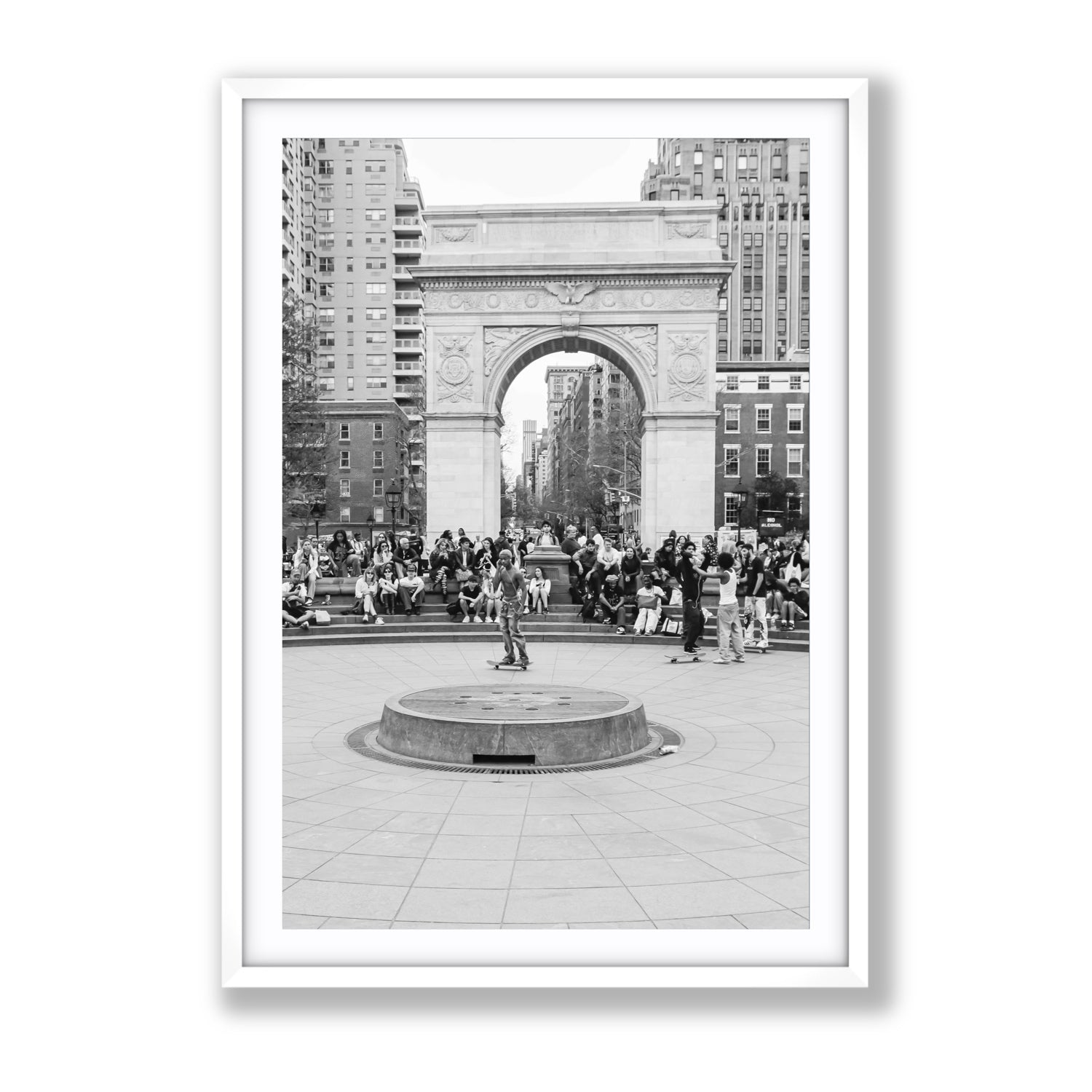 Concrete Conqueror New York NYC Skateboard wall art Gallery fine art print in white frame with matboard