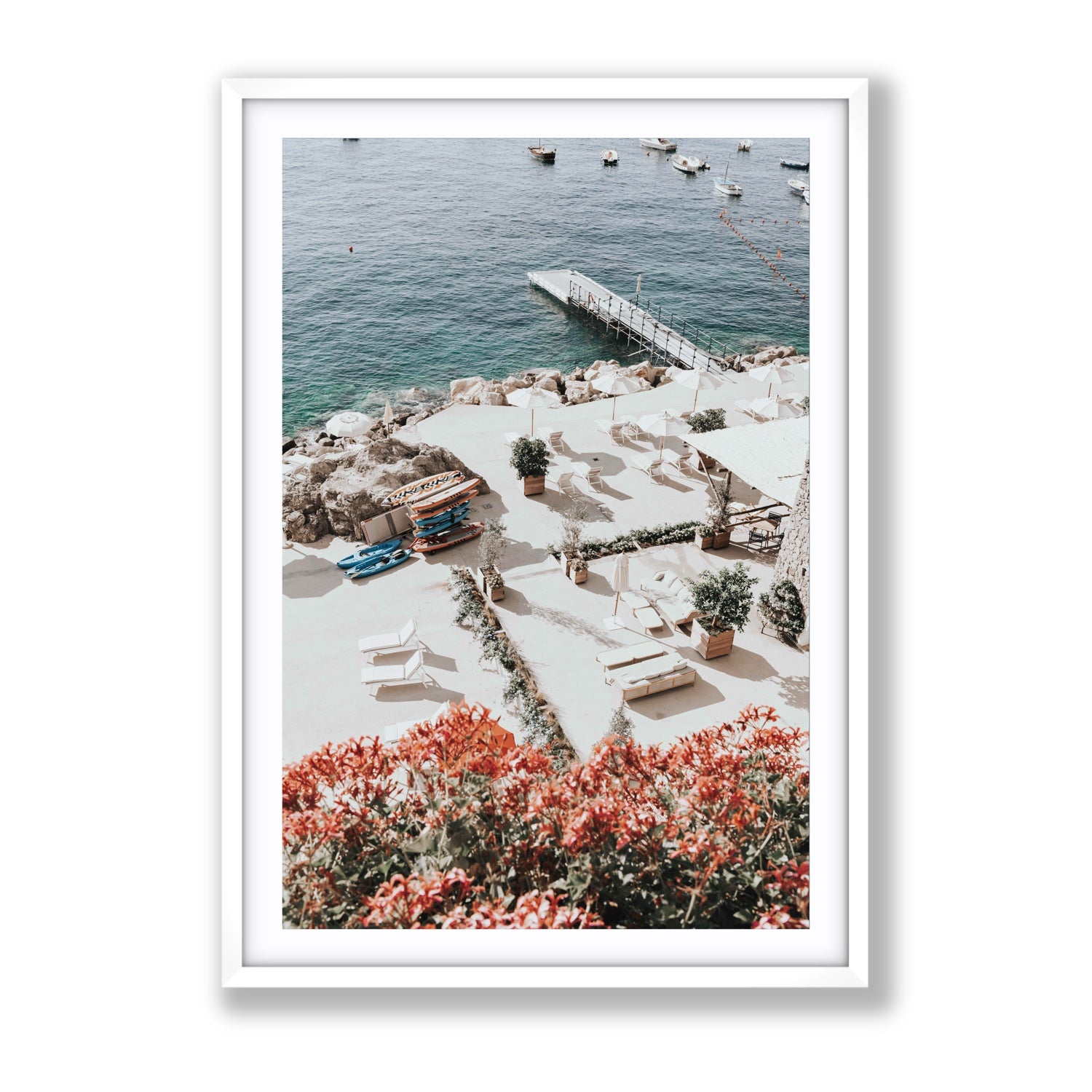 A Work of Art Amalfi coastal wall art Gallery fine art print in white frame with matboard
