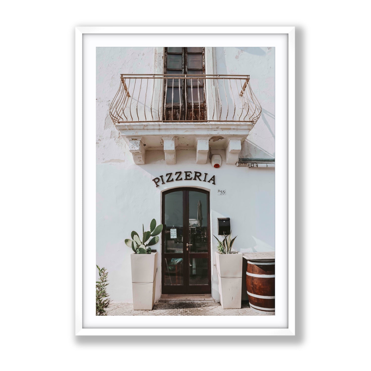 Pizzeria Puglia Italian wall art Gallery fine art print in white frame with matboard