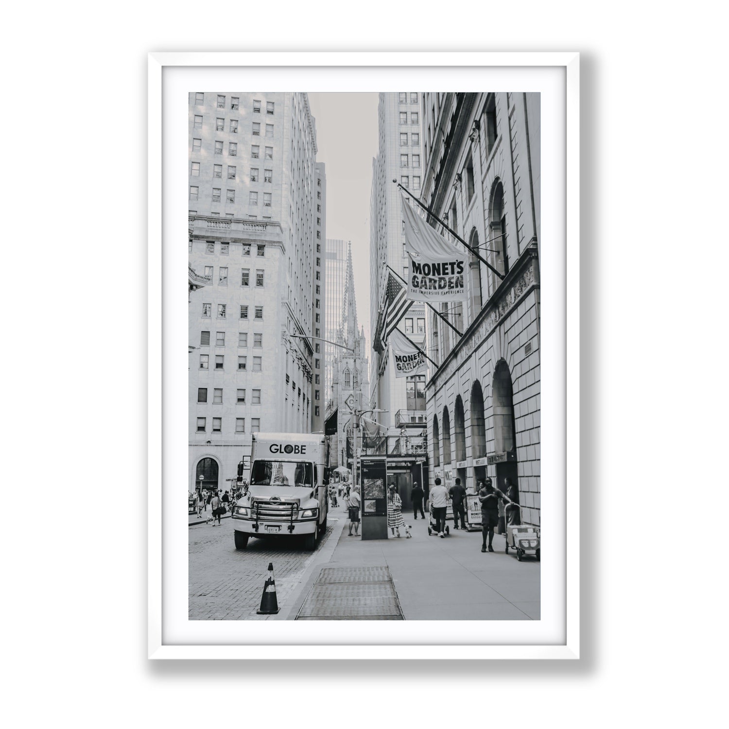 Metropolitan Monotone New York NYC Black & White wall art Gallery fine art print in white frame with matboard