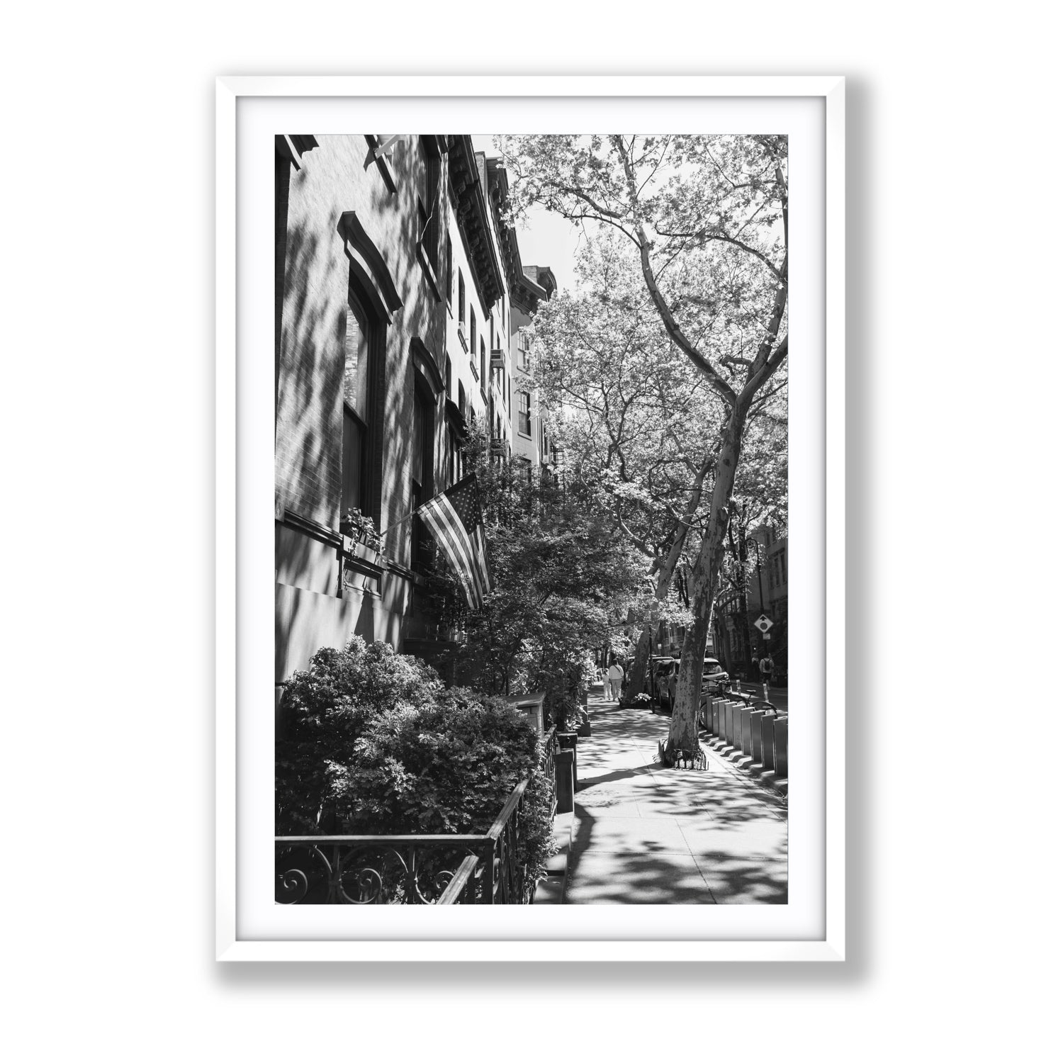 Urban Patriotism New York NYC Black & White wall art Gallery fine art print in white frame with matboard