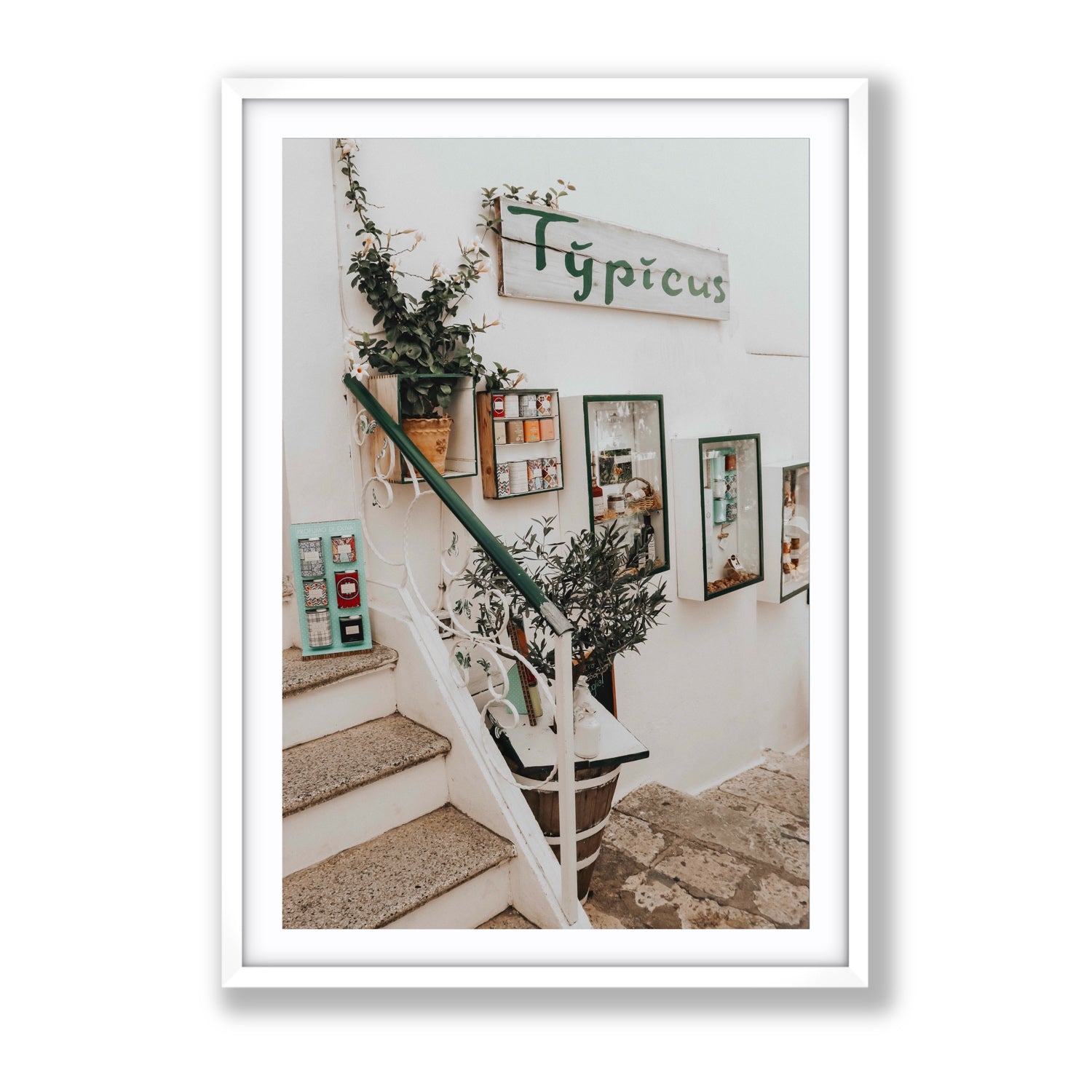 Il Negozio Puglia Ostuni wall art Gallery fine art print in white frame with matboard