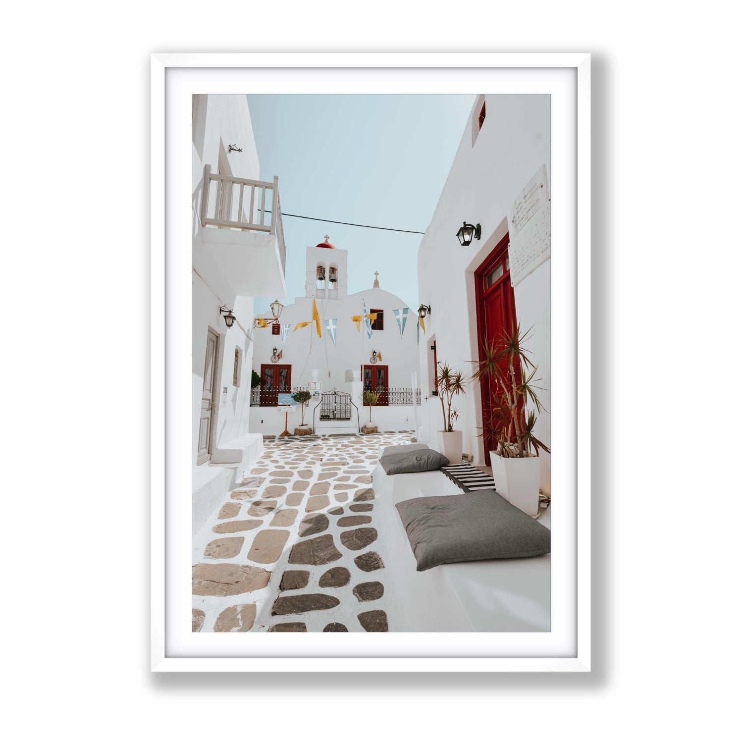 Cycladic Charm fine art print, Mykonos, Greece, Gallery, White Frame · Matboard, Fine Art Print