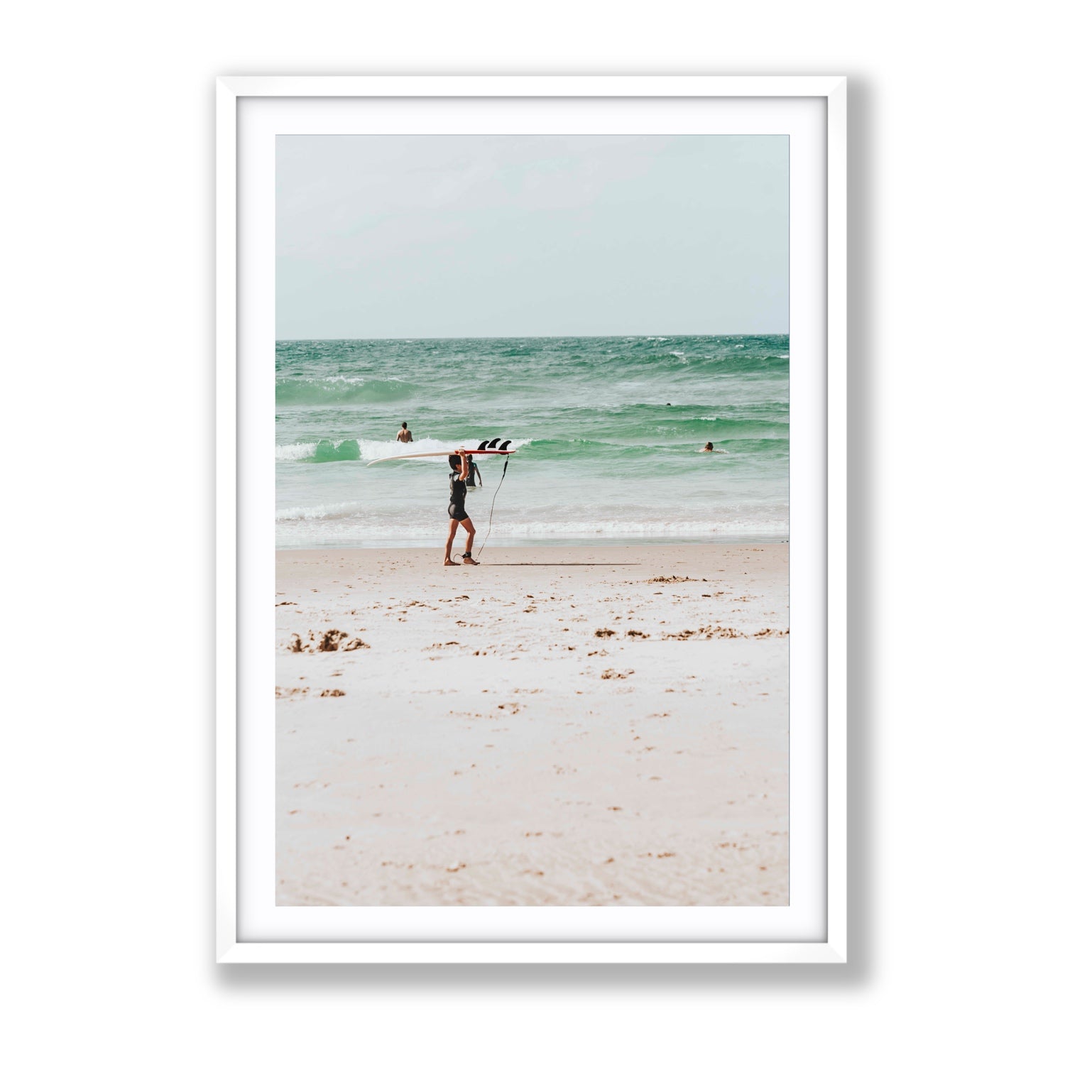 Grommet Byron Bay Surf coastal wall art Gallery fine art print in white frame with matboard