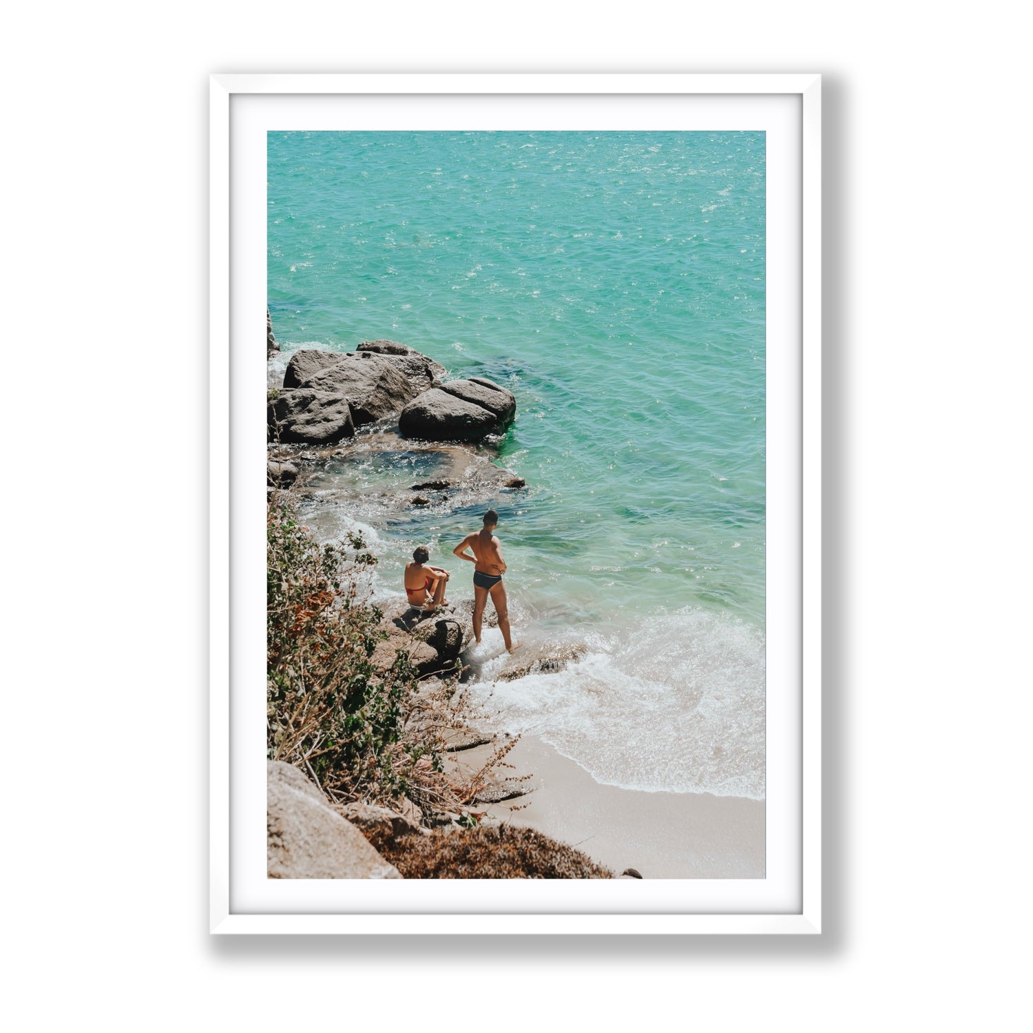 Scene Stealers Mykonos Greek island wall art Gallery fine art print in white frame with matboard
