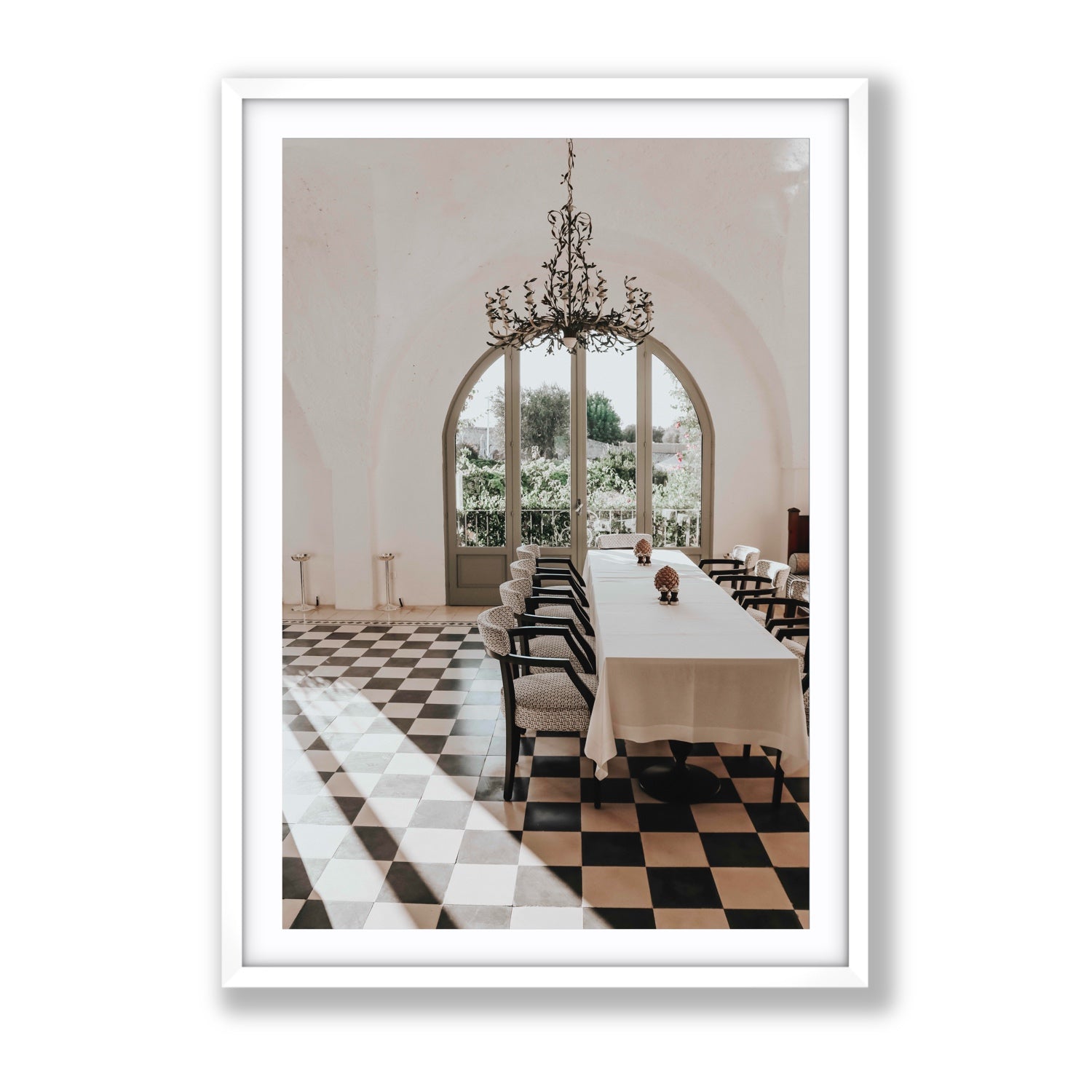 Sunbeam Feast Puglia Wall Italian fine art print Gallery fine art print in white frame with matboard
