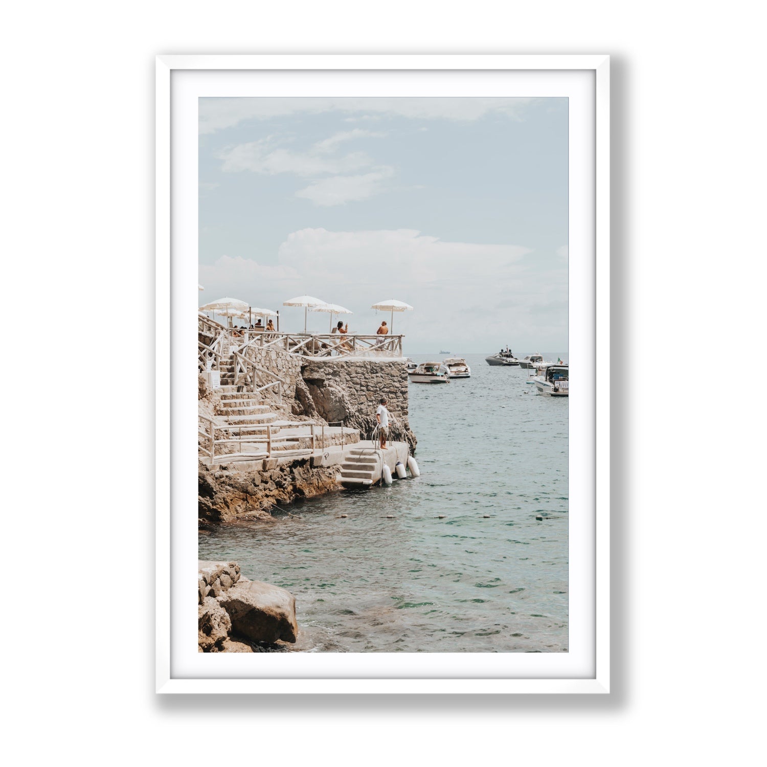 Pier Patrol fine art print, Nerano, Italy, Gallery, White Frame · Matboard, Fine Art Print