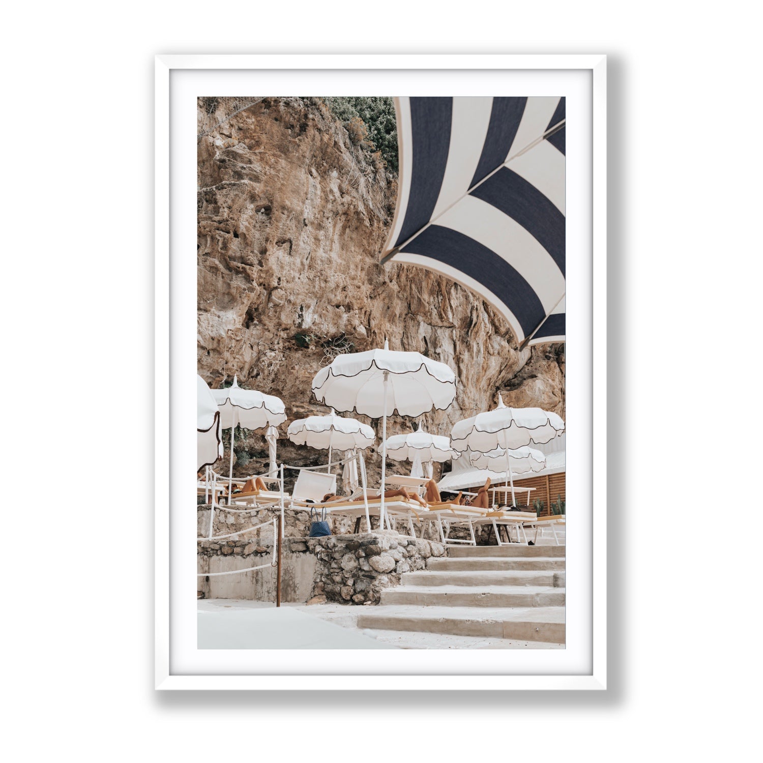Rocky Refuge fine art print, Positano, Italy, Gallery, White Frame · Matboard, Fine Art Print