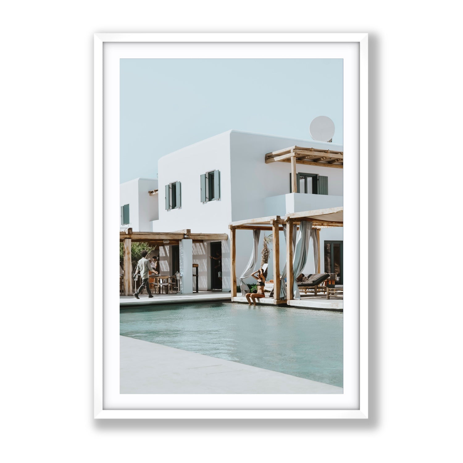 Aphrodite Mykonos Greek island wall art Gallery fine art print in white frame with matboard