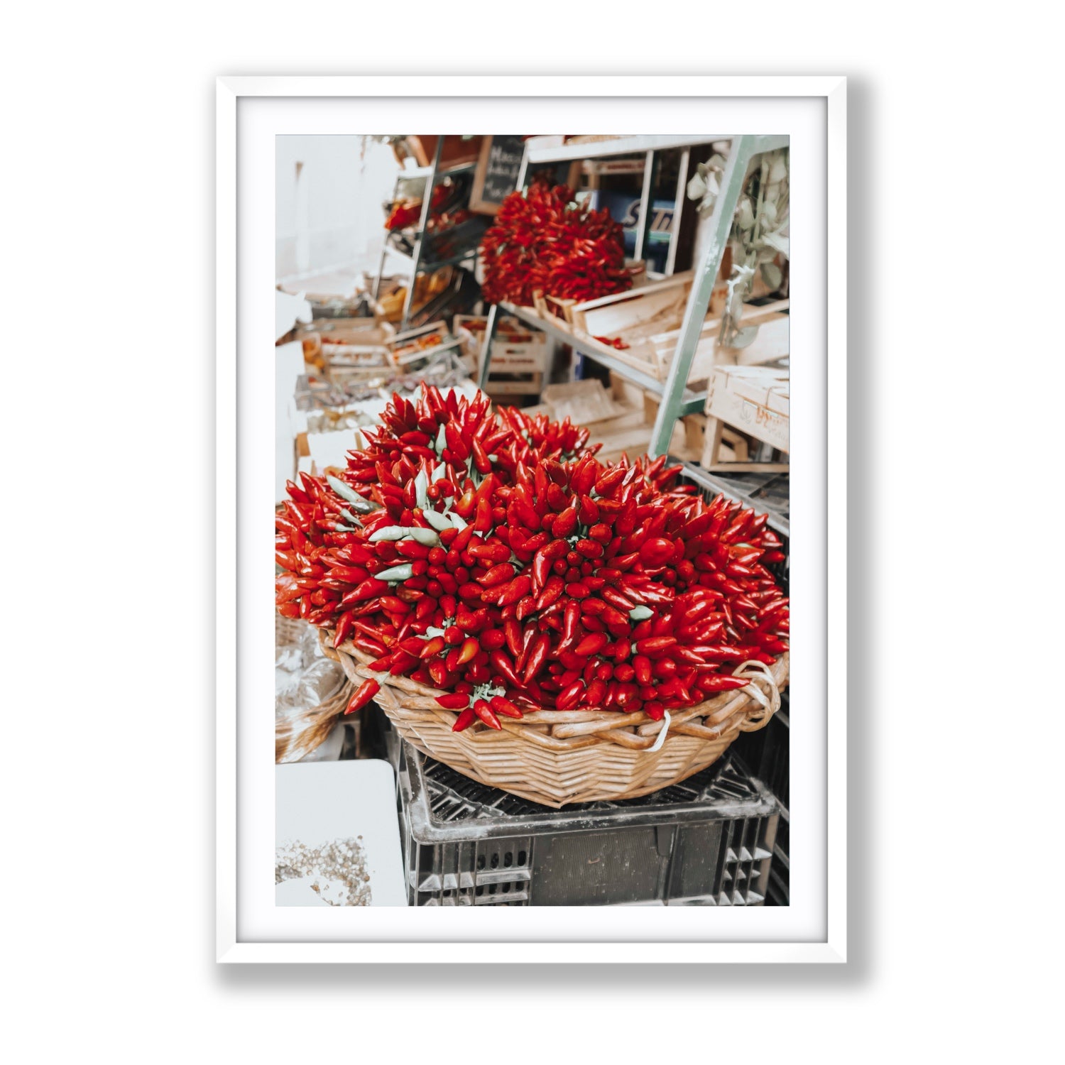 Spicy Bunch Puglia Italian wall art Gallery fine art print in white frame with matboard