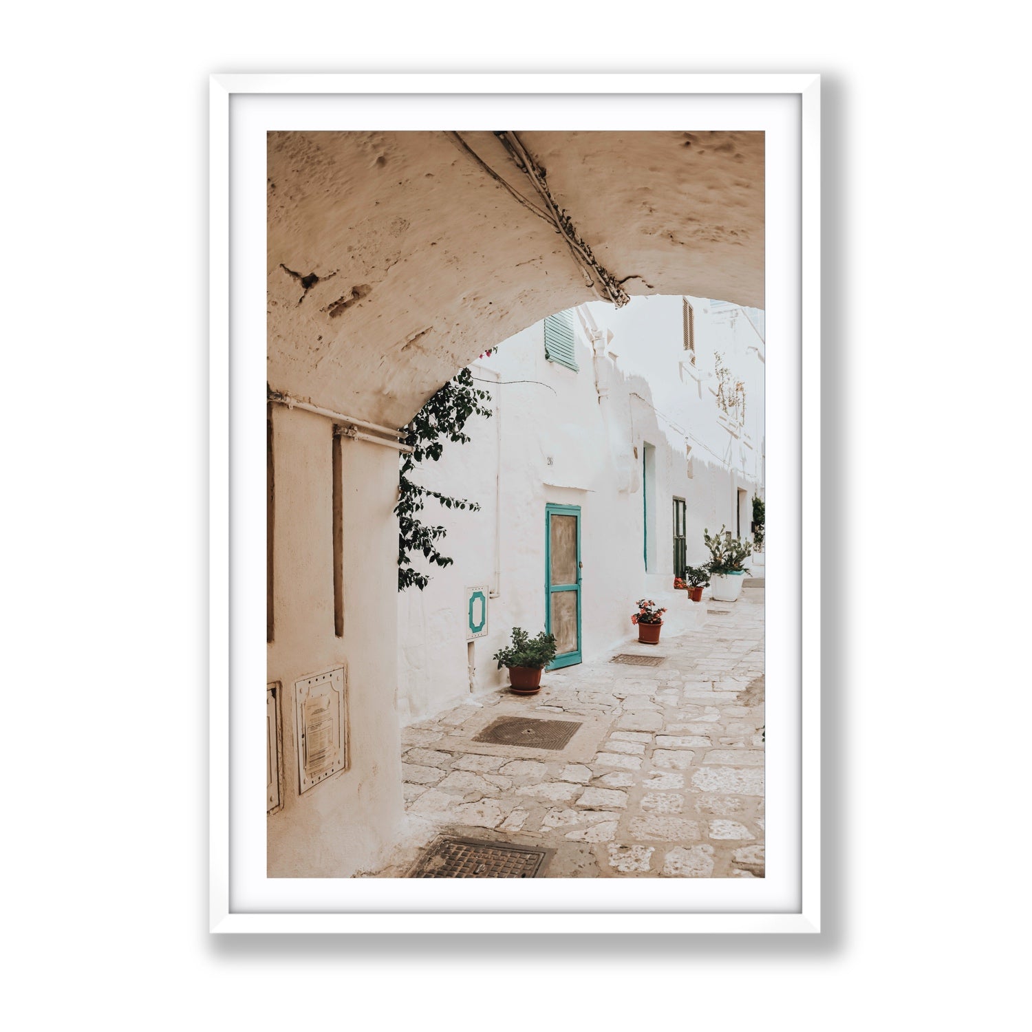 La Citta Bianca Puglia La Città Bianca wall art Gallery fine art print in white frame with matboard
