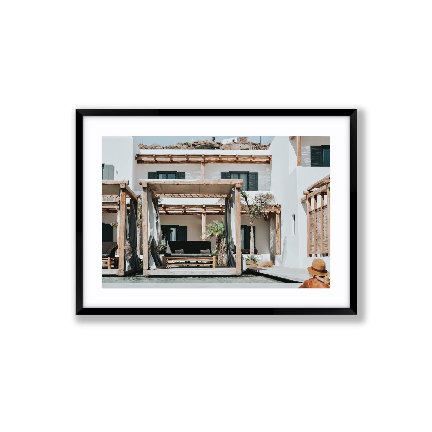 Dream Villa fine art print, Mykonos, Greece, Large, Black Frame · Matboard, Fine Art Print
