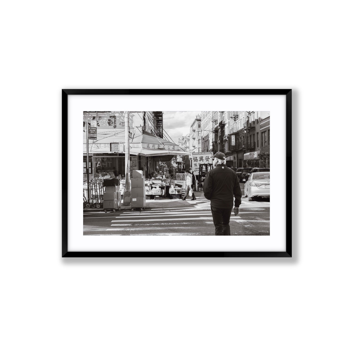 Chinatown New York NYC Street wall art Large fine art print in black frame with matboard