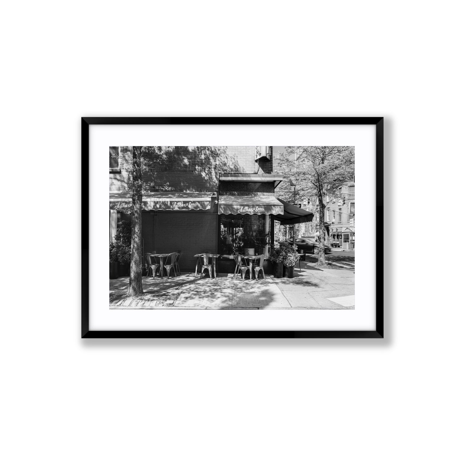 Arthur's Corner New York NYC Restaurant wall art Large fine art print in black frame with matboard