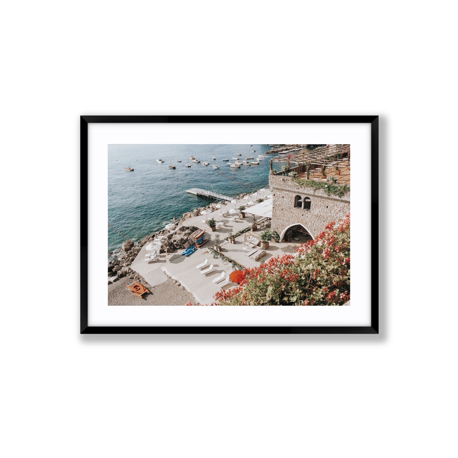 Floral Fortress fine art print, Amalfi, Italy, Large, Black Frame · Matboard, Fine Art Print