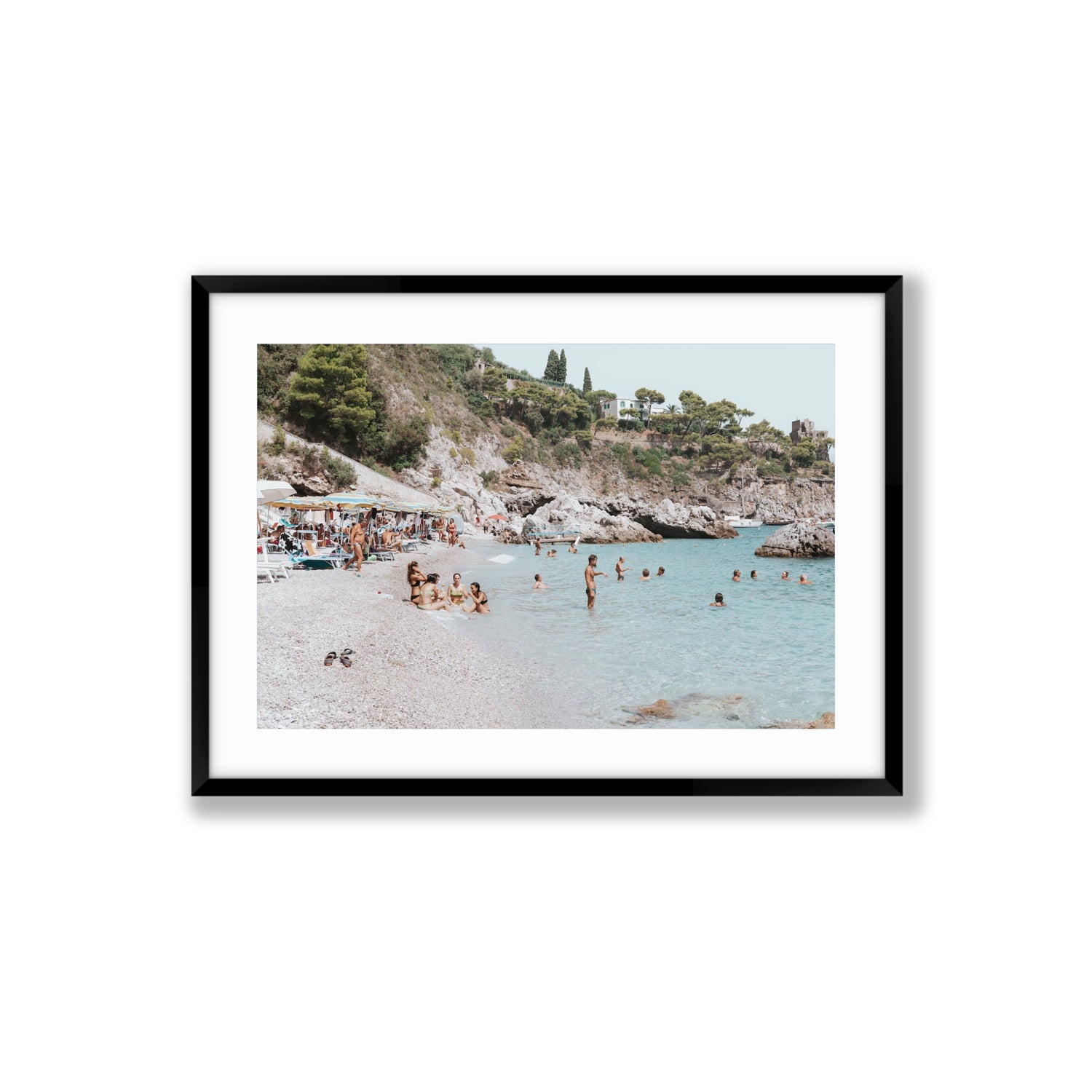 La Vacanza Amalfi Mediterranean wall art Large fine art print in black frame with matboard