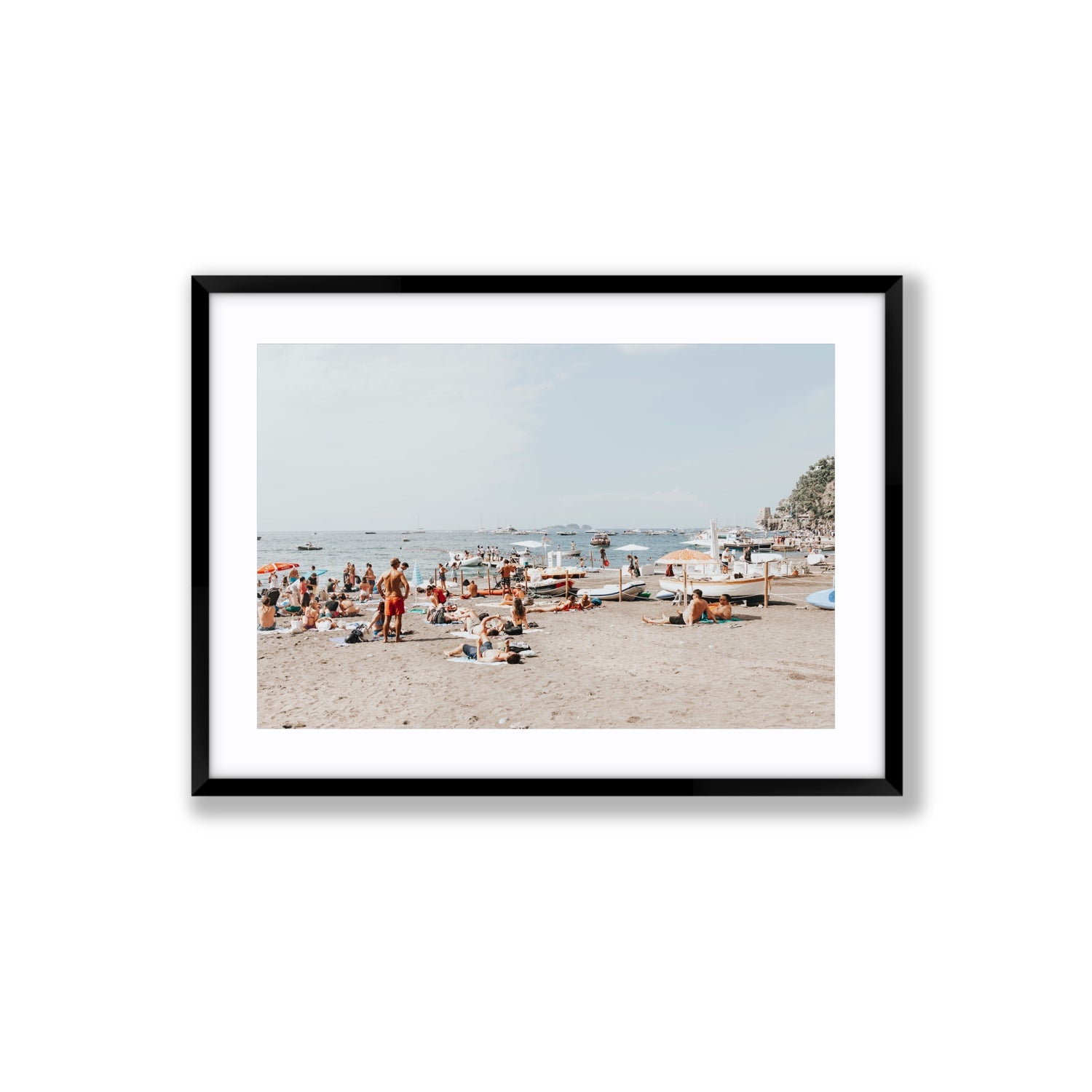 Beachy Vibes fine art print, Positano, Italy, Large, Black Frame · Matboard, Fine Art Print