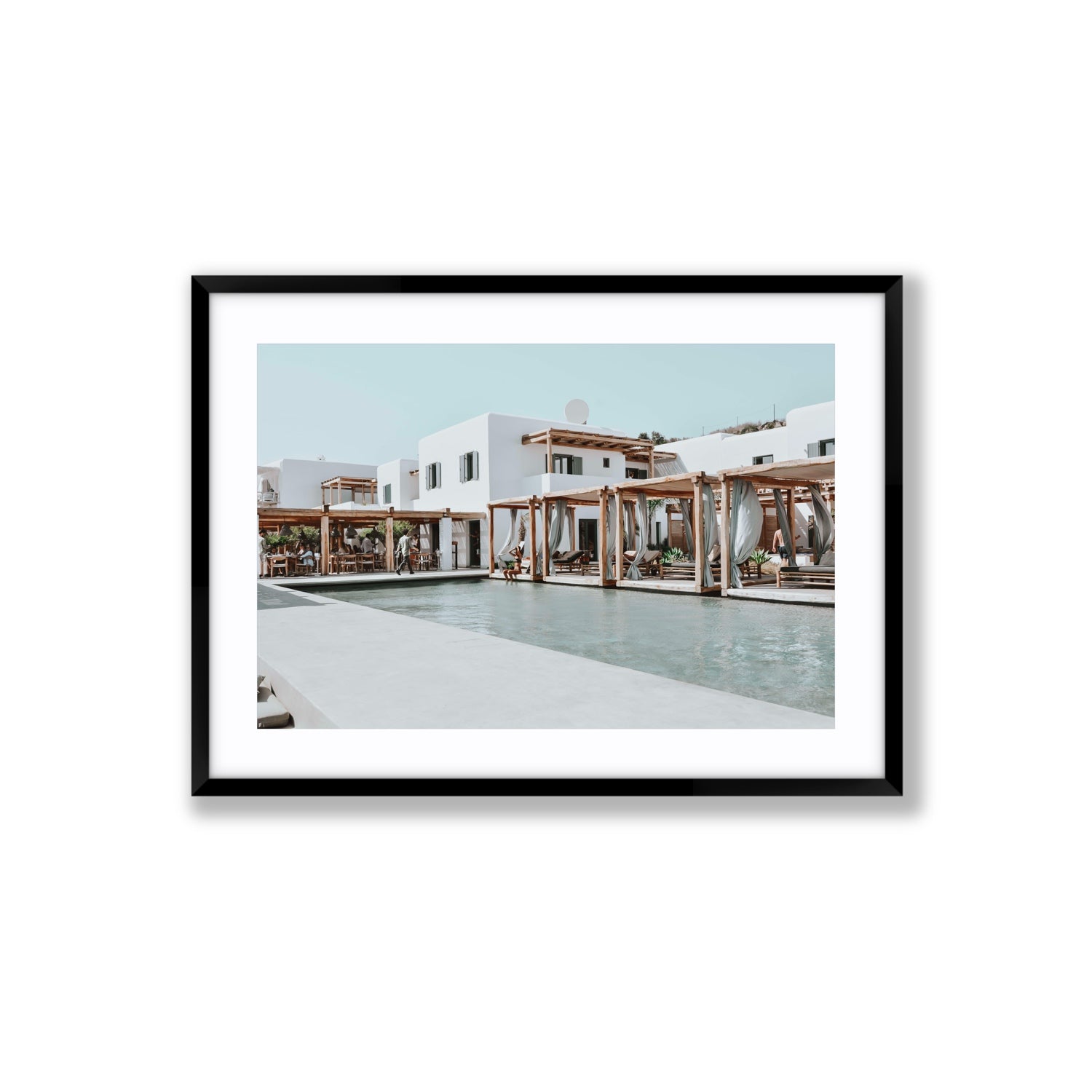 Polytelís Mykonos Greek island wall art Large fine art print in black frame with matboard
