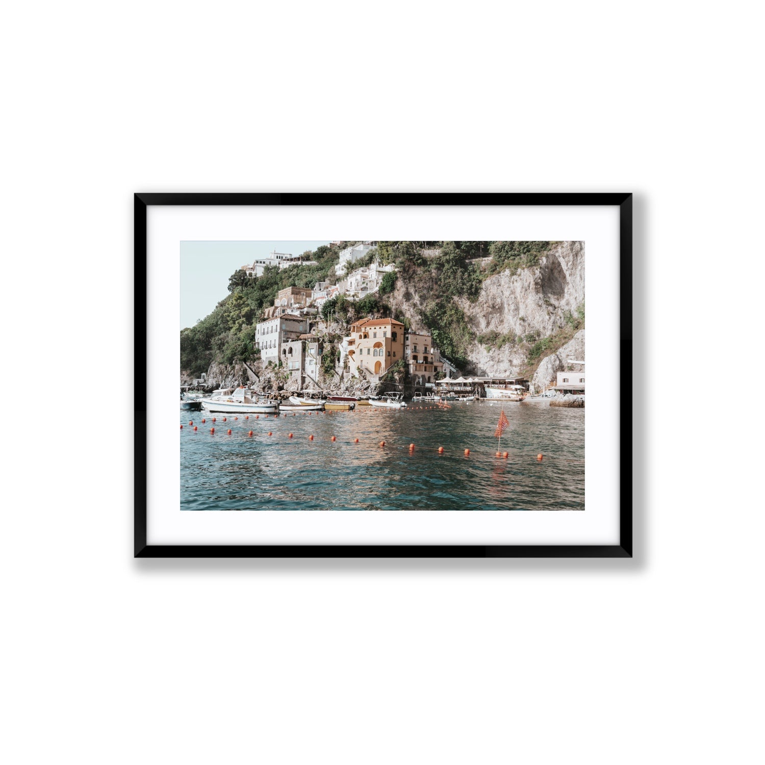 Amalfi Villas fine art print, Amalfi, Italy, coastal scenes artwork, Large, Black Frame · Matboard, Fine Art Print