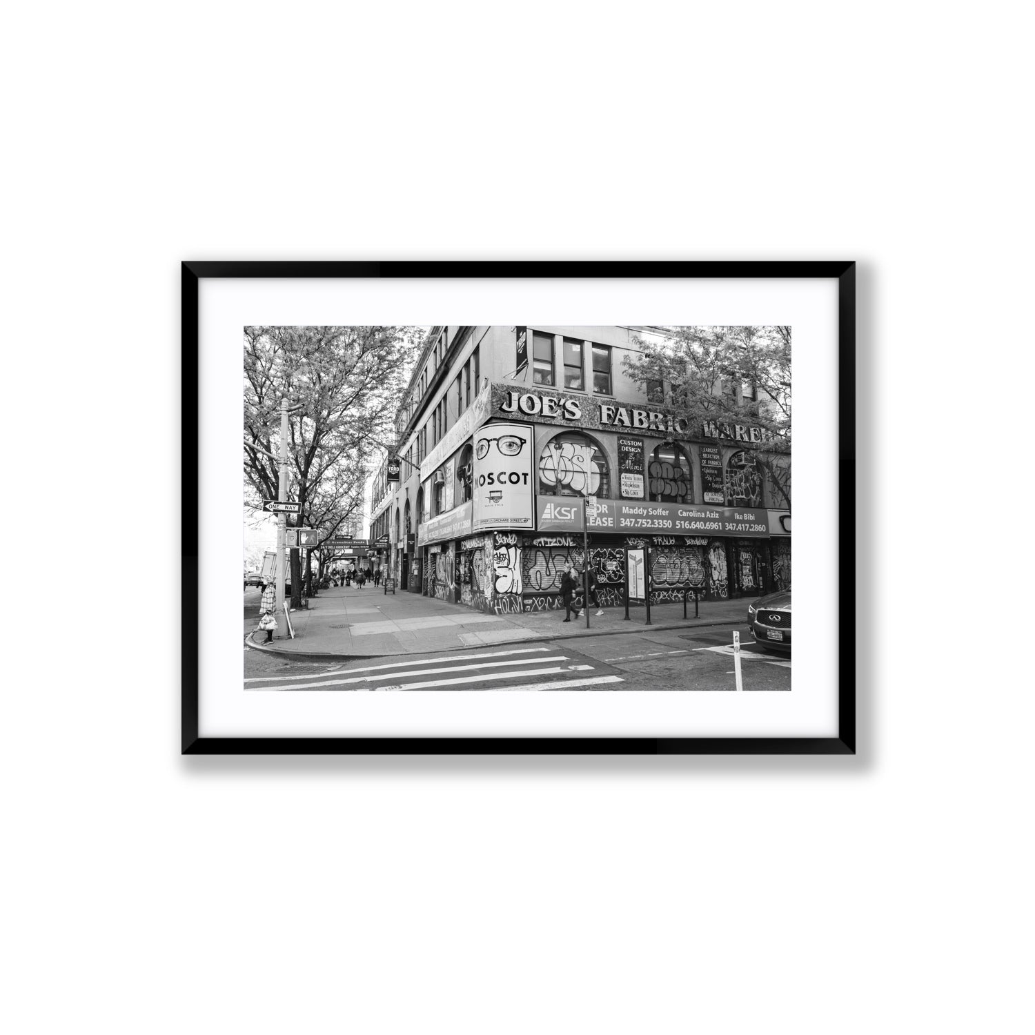 Wall Poetry New York NYC Black & White wall art Large fine art print in black frame with matboard