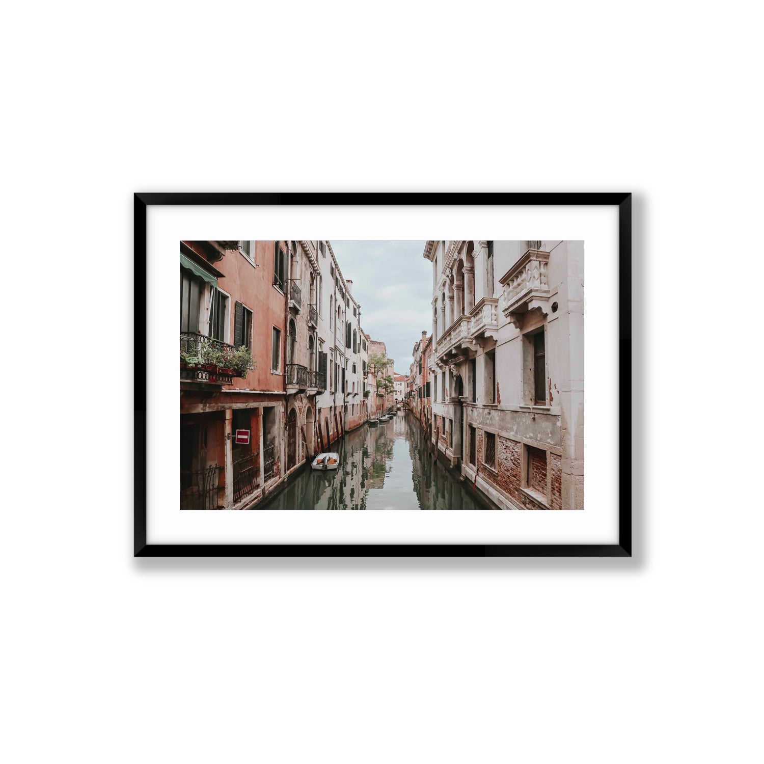 The Floating City Venice Canal Italian decor wall art Large fine art print in black frame with matboard